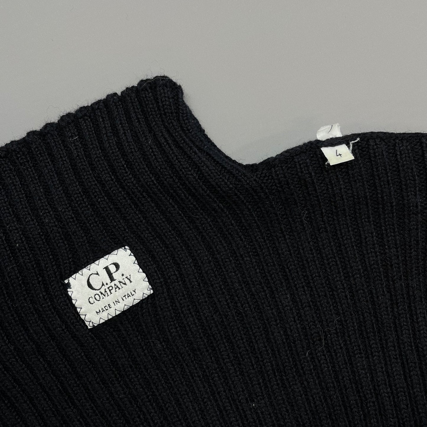 C.P. Company Navy 00s Fitted Ribbed Knit Mockneck Jumper
