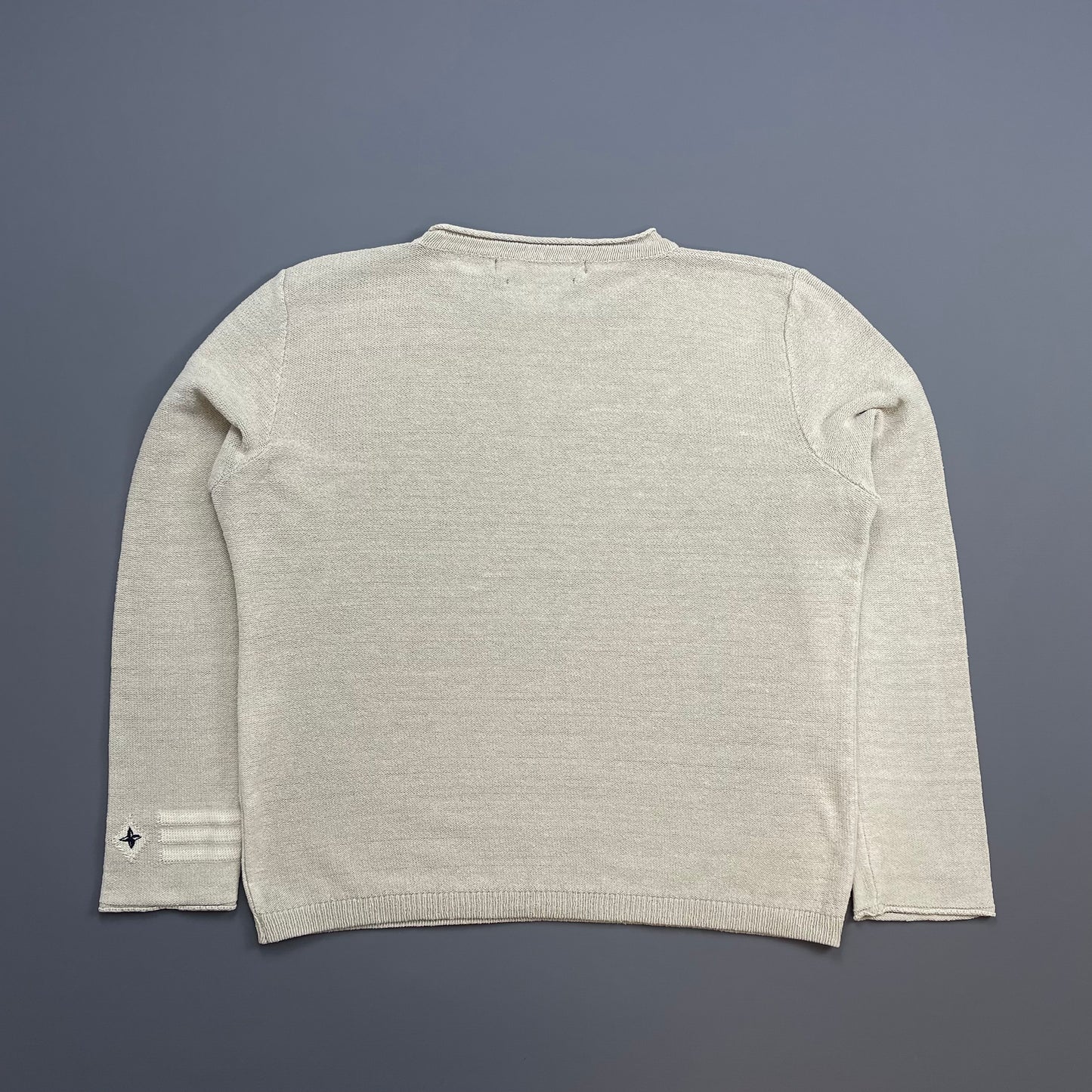 Stone Island Denims Beige 00s Emblem Cuff Knit Jumper