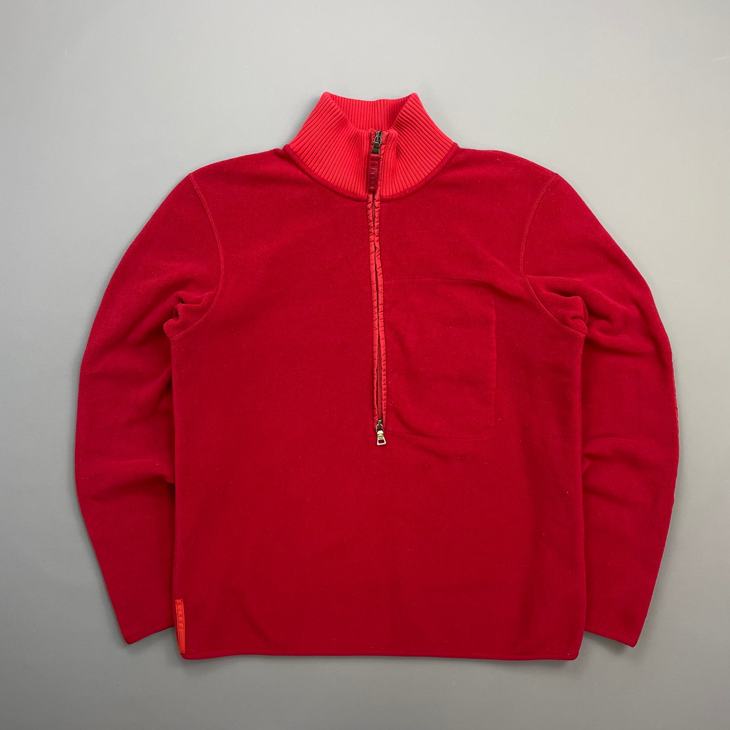 Prada Sport Red 2009 Nylon Elbow Dual-Zip Lightweight Fleece Jumper