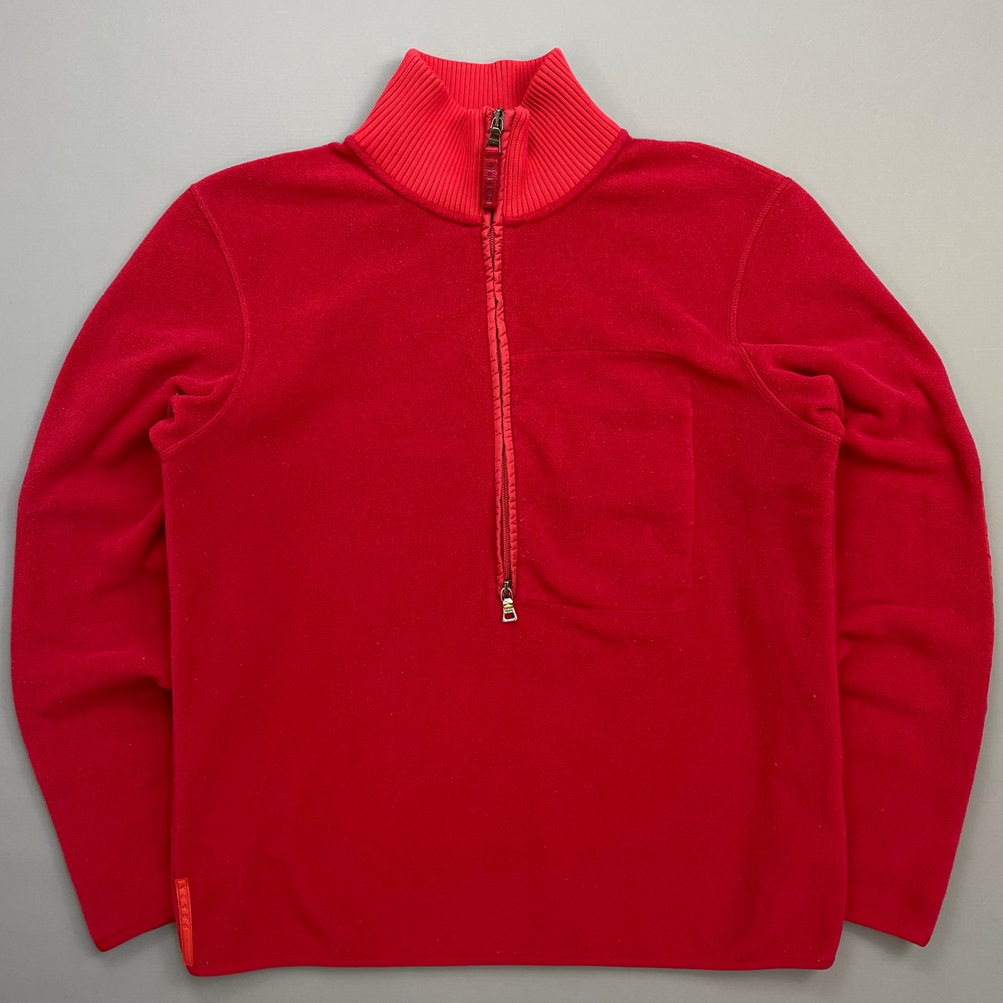 Prada Sport Red 2009 Nylon Elbow Dual-Zip Lightweight Fleece Jumper