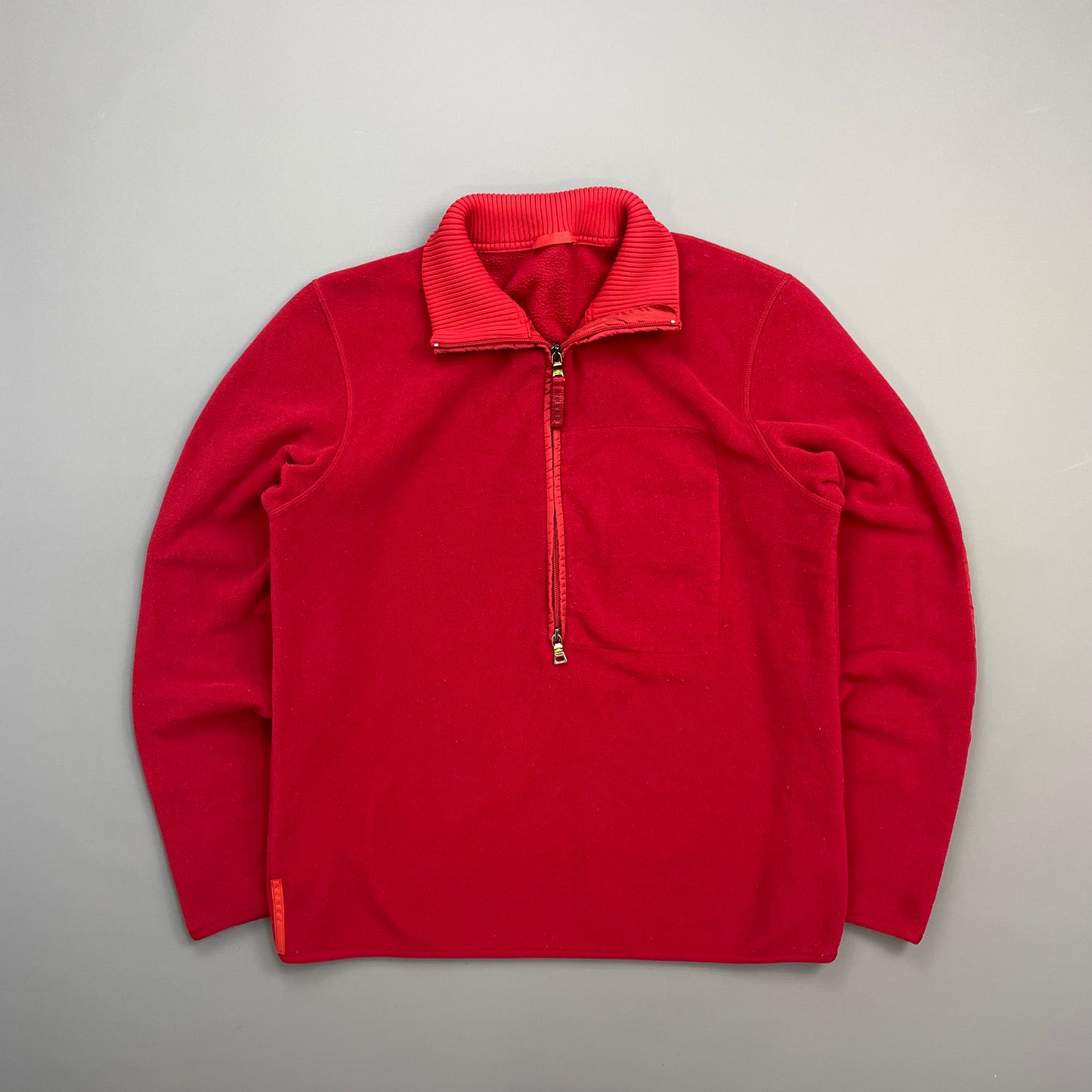 Prada Sport Red 2009 Nylon Elbow Dual-Zip Lightweight Fleece Jumper
