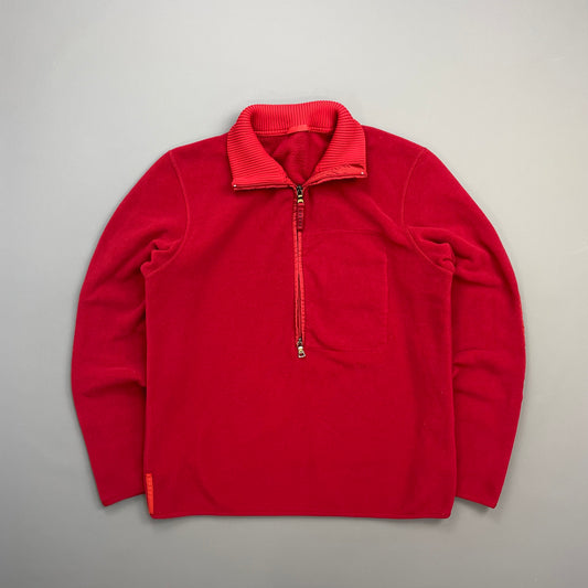 Prada Sport Red 2009 Nylon Elbow Dual-Zip Lightweight Fleece Jumper