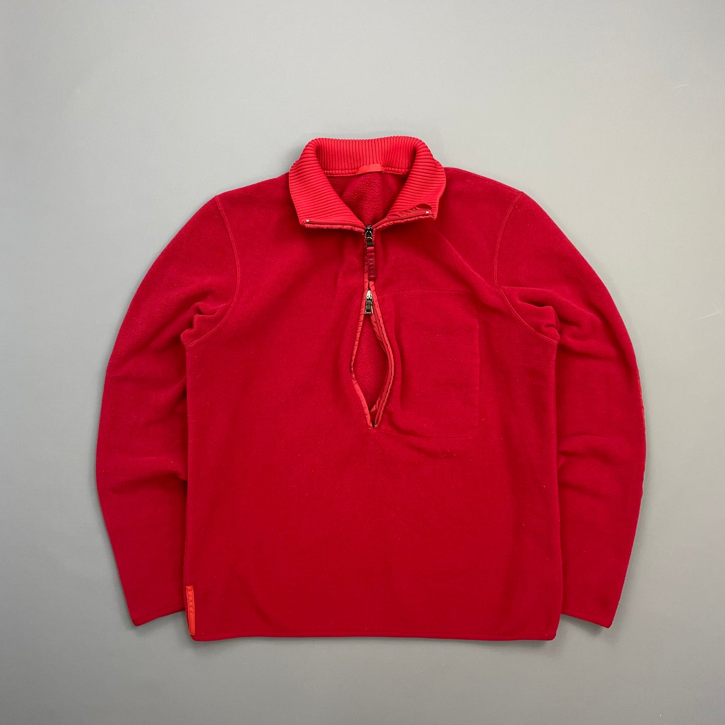 Prada Sport Red 2009 Nylon Elbow Dual-Zip Lightweight Fleece Jumper