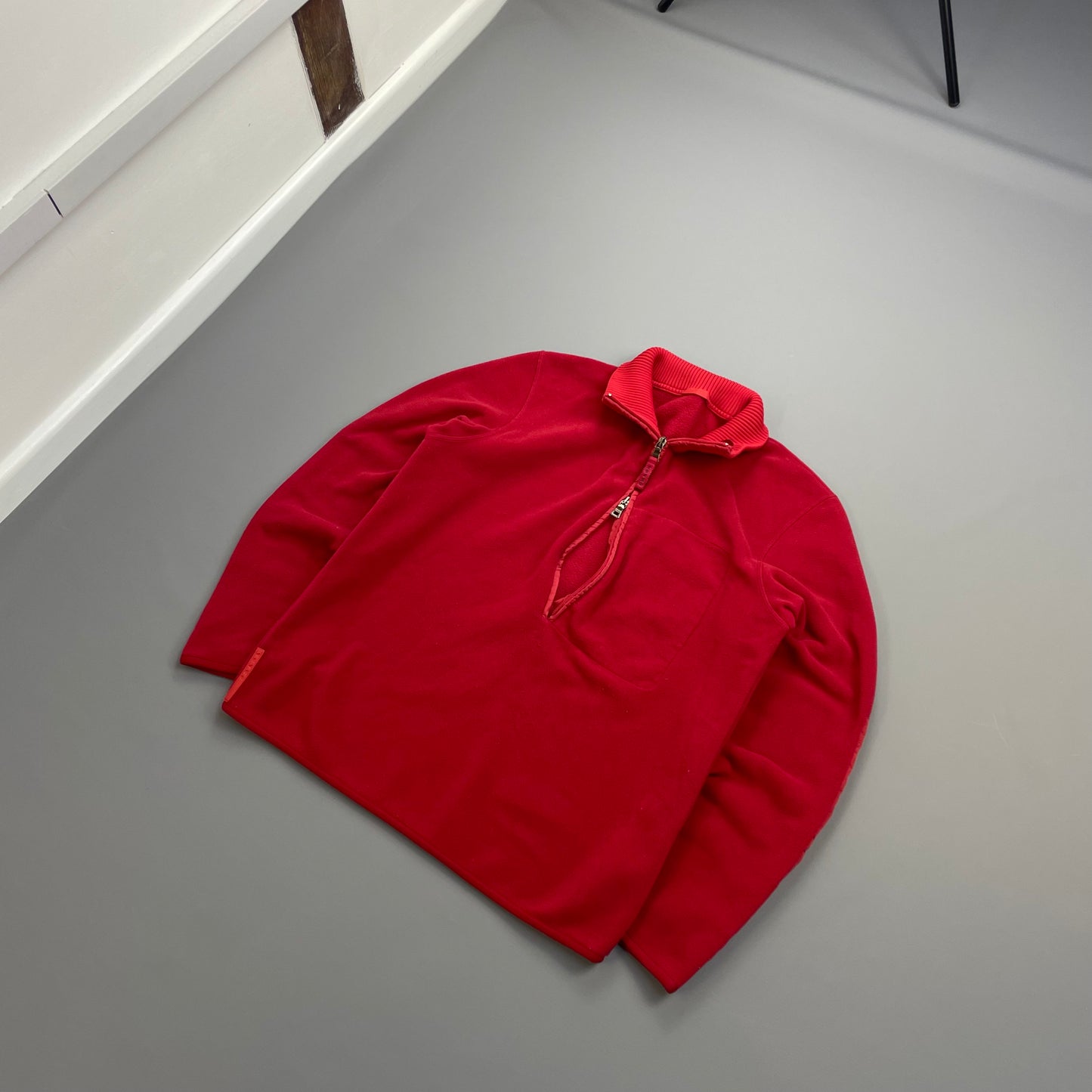 Prada Sport Red 2009 Nylon Elbow Dual-Zip Lightweight Fleece Jumper