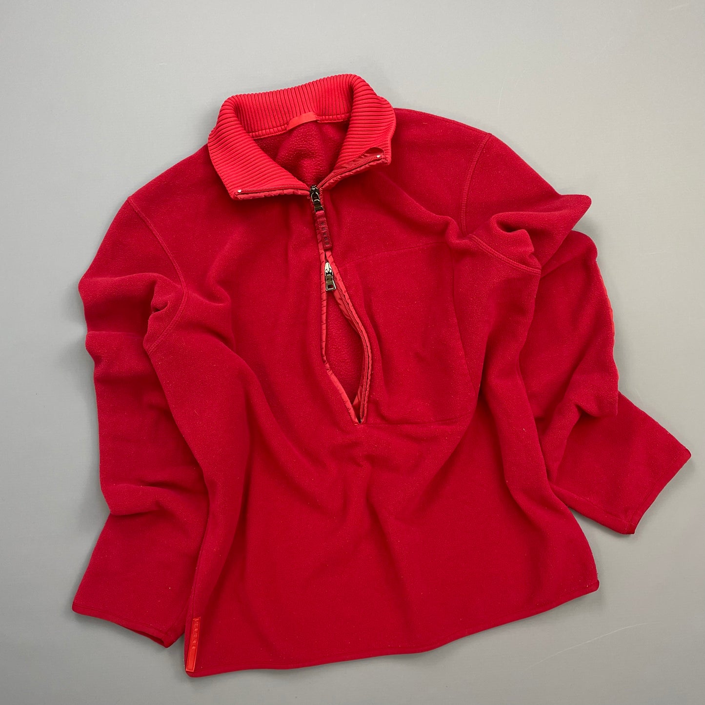 Prada Sport Red 2009 Nylon Elbow Dual-Zip Lightweight Fleece Jumper