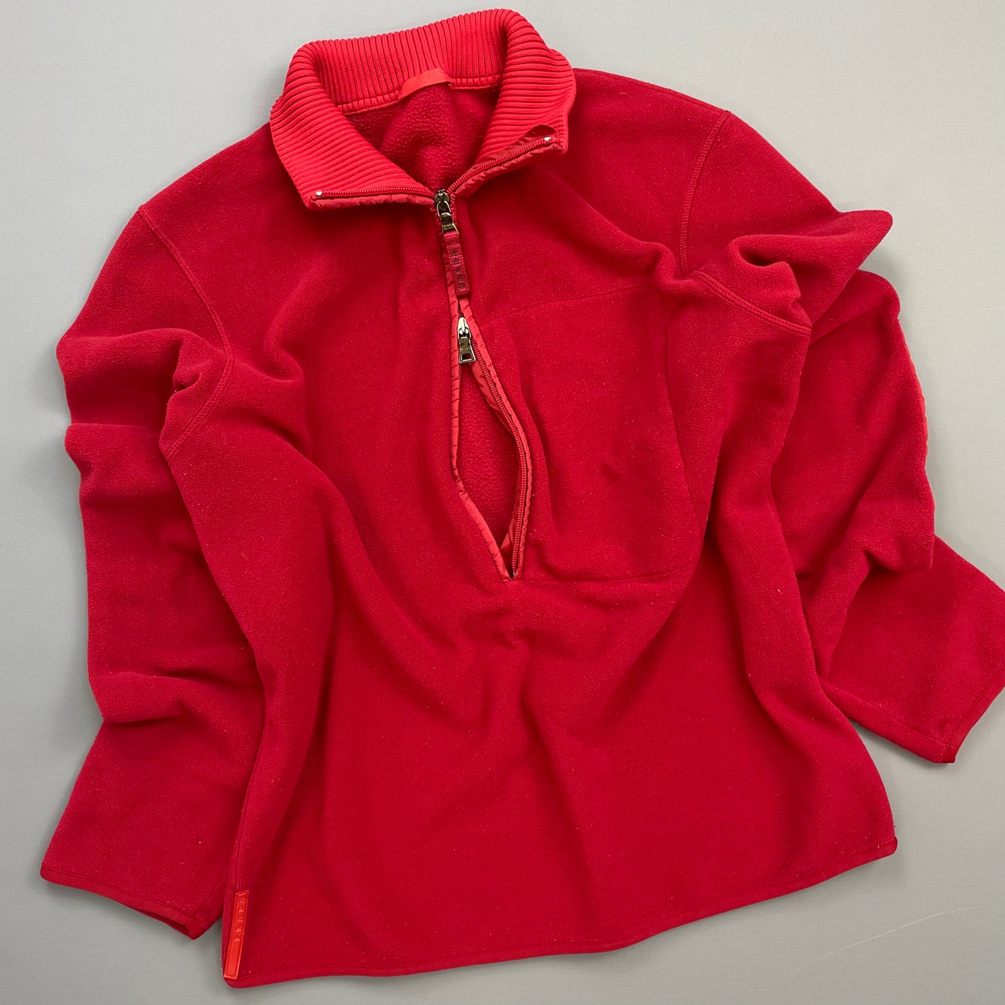 Prada Sport Red 2009 Nylon Elbow Dual-Zip Lightweight Fleece Jumper