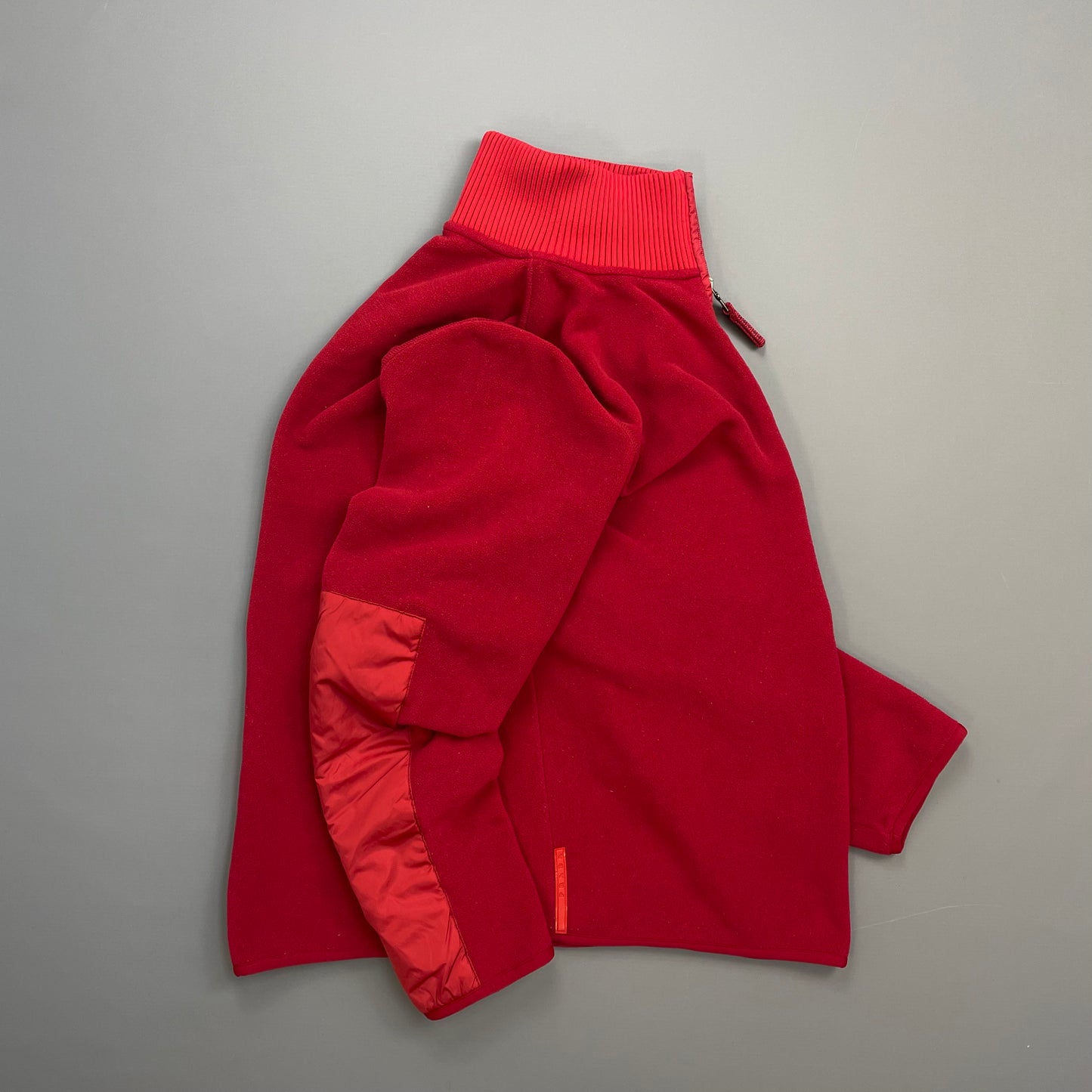 Prada Sport Red 2009 Nylon Elbow Dual-Zip Lightweight Fleece Jumper