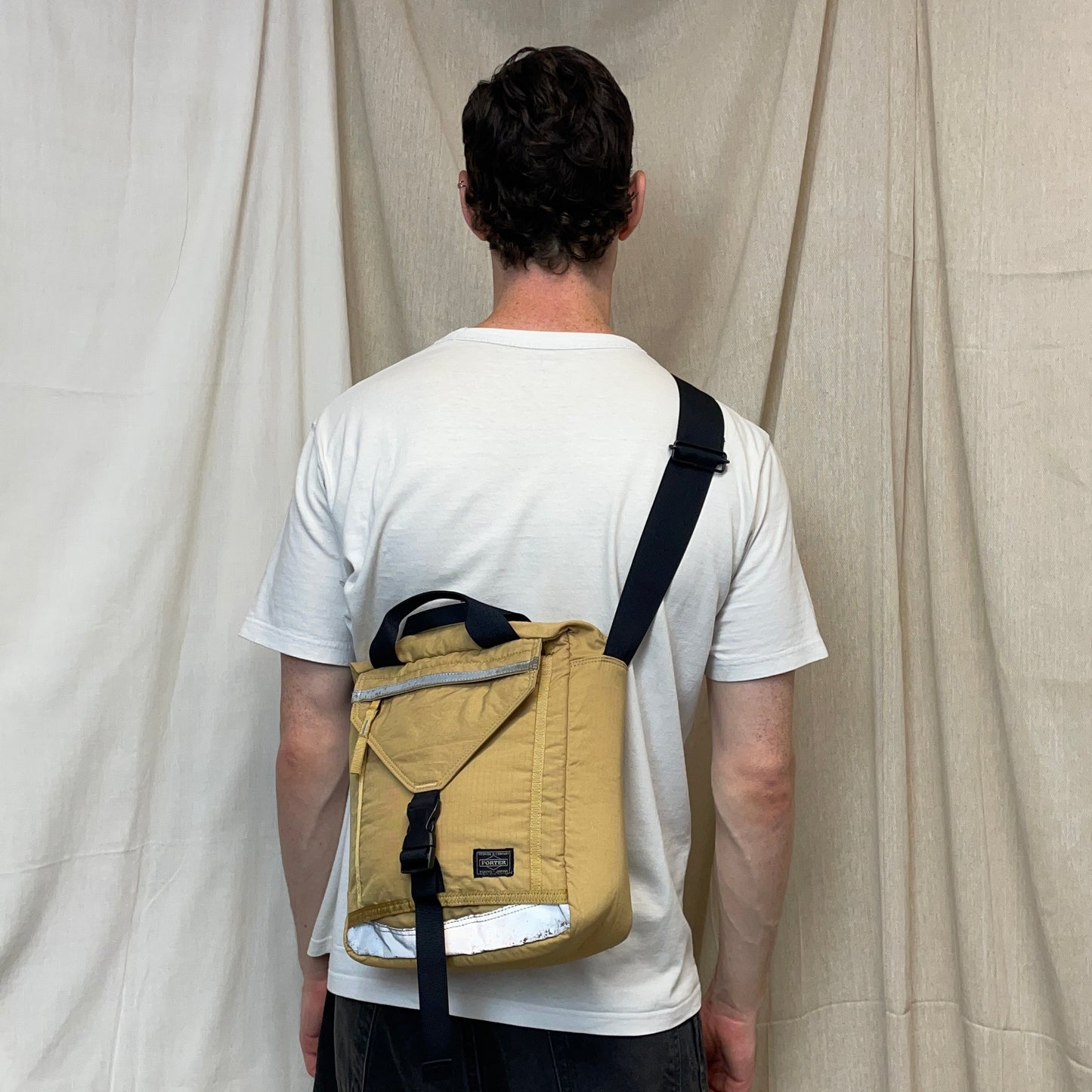 Porter Yoshida & Co. Yellow Nylon Canvas 3M Reflective Crossbody Satchel Day Bag