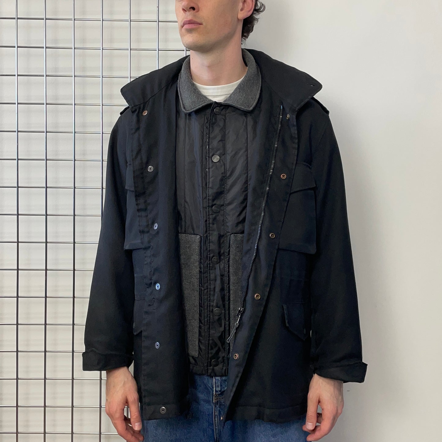 Left Hand Massimo Osti Studio Black 90s Liner Military Field Jacket