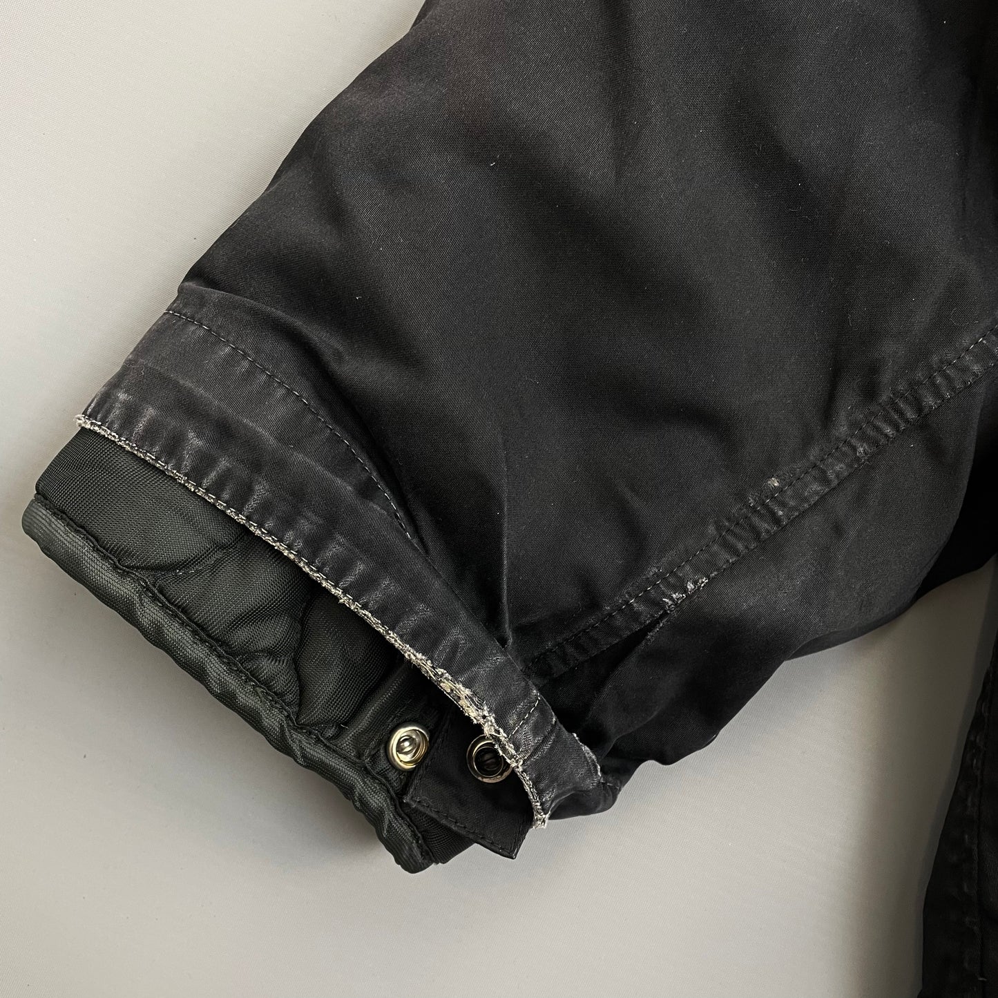 Stone Island Black AW99 Raso Gommato Dual-Layer Dutch Rope Nylon Padded Liner Overcoat
