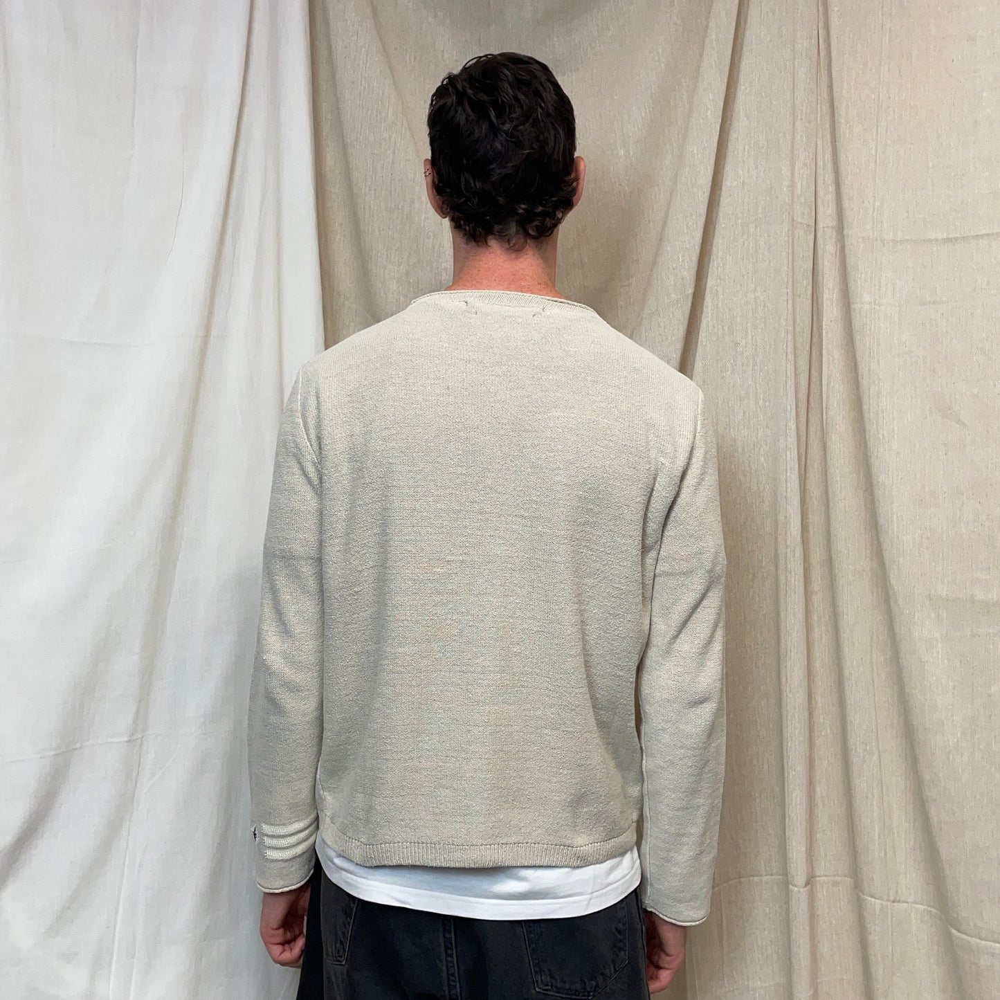 Stone Island Denims Beige 00s Emblem Cuff Knit Jumper