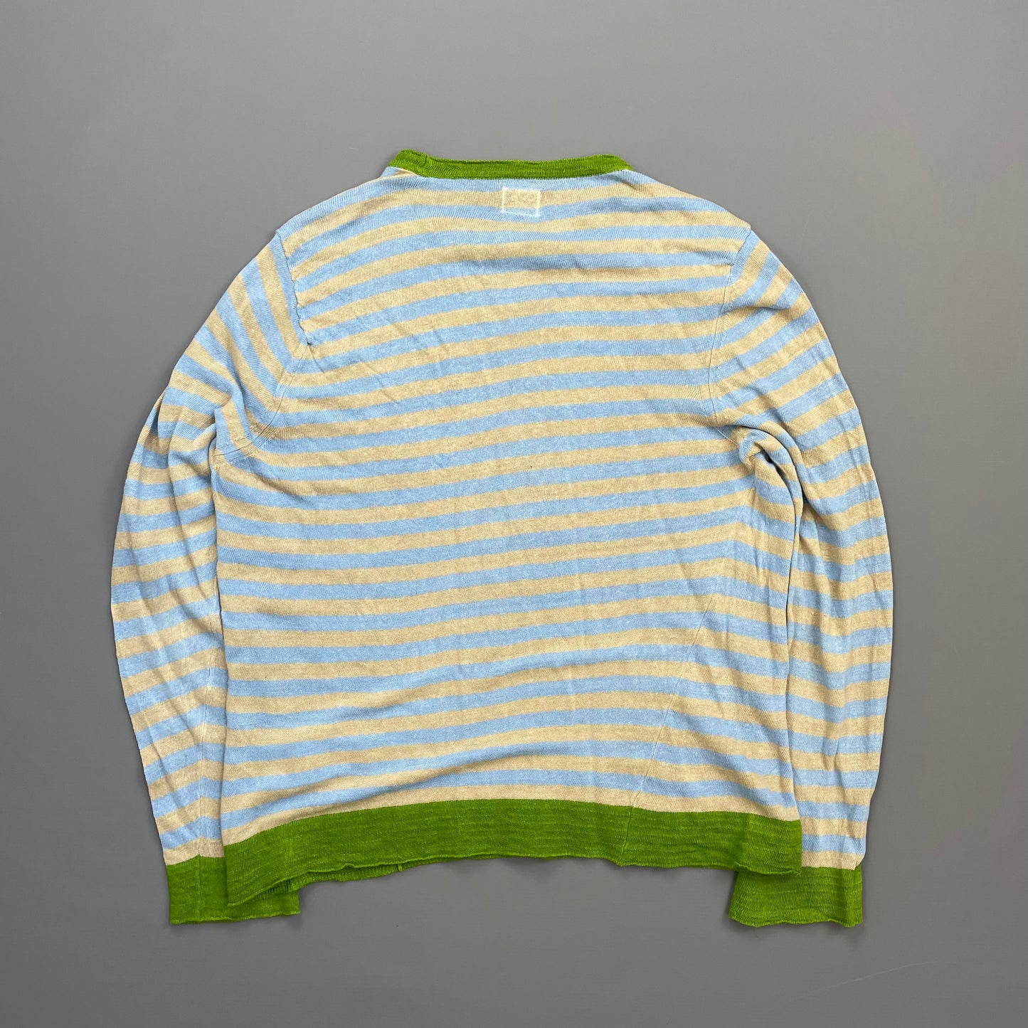 C.P. Company Blue/Beige SS06 Lino Flax Striped Lightweight Crewneck Jumper