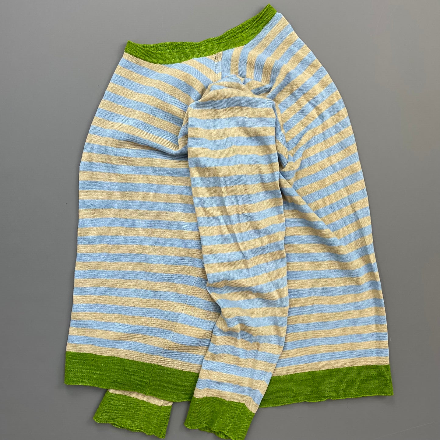 C.P. Company Blue/Beige SS06 Lino Flax Striped Lightweight Crewneck Jumper