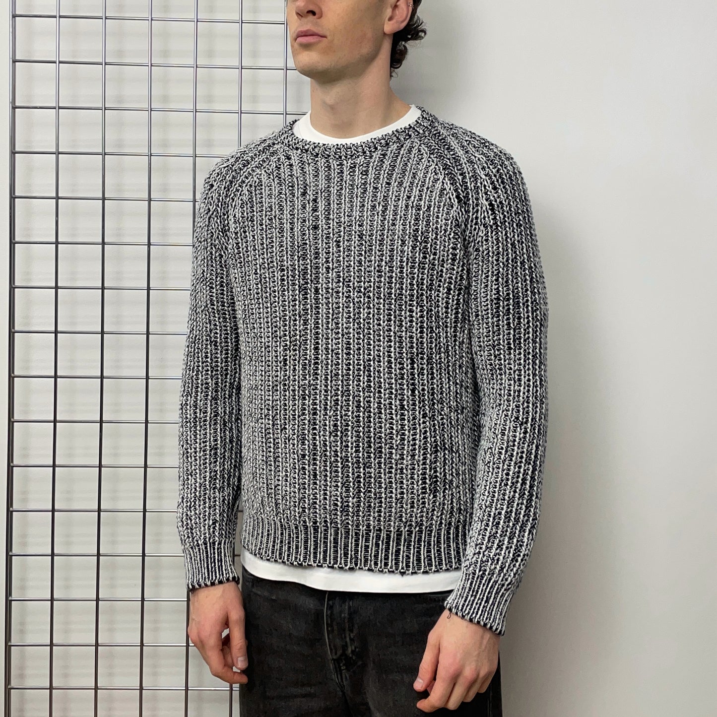 Our Legacy White & Black SS15 Chunky Knit Crewneck Jumper