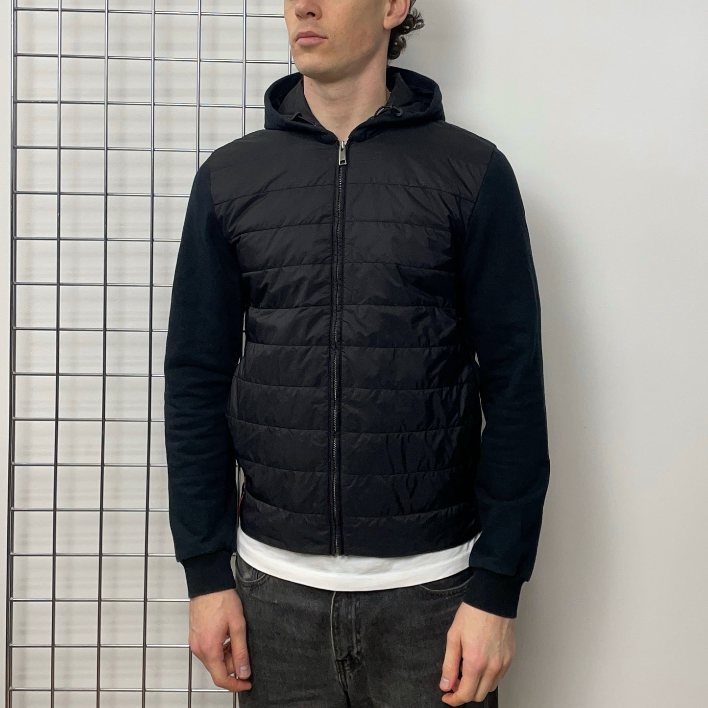 Prada Sport Black 2018 Padded Hybrid Hooded Jacket