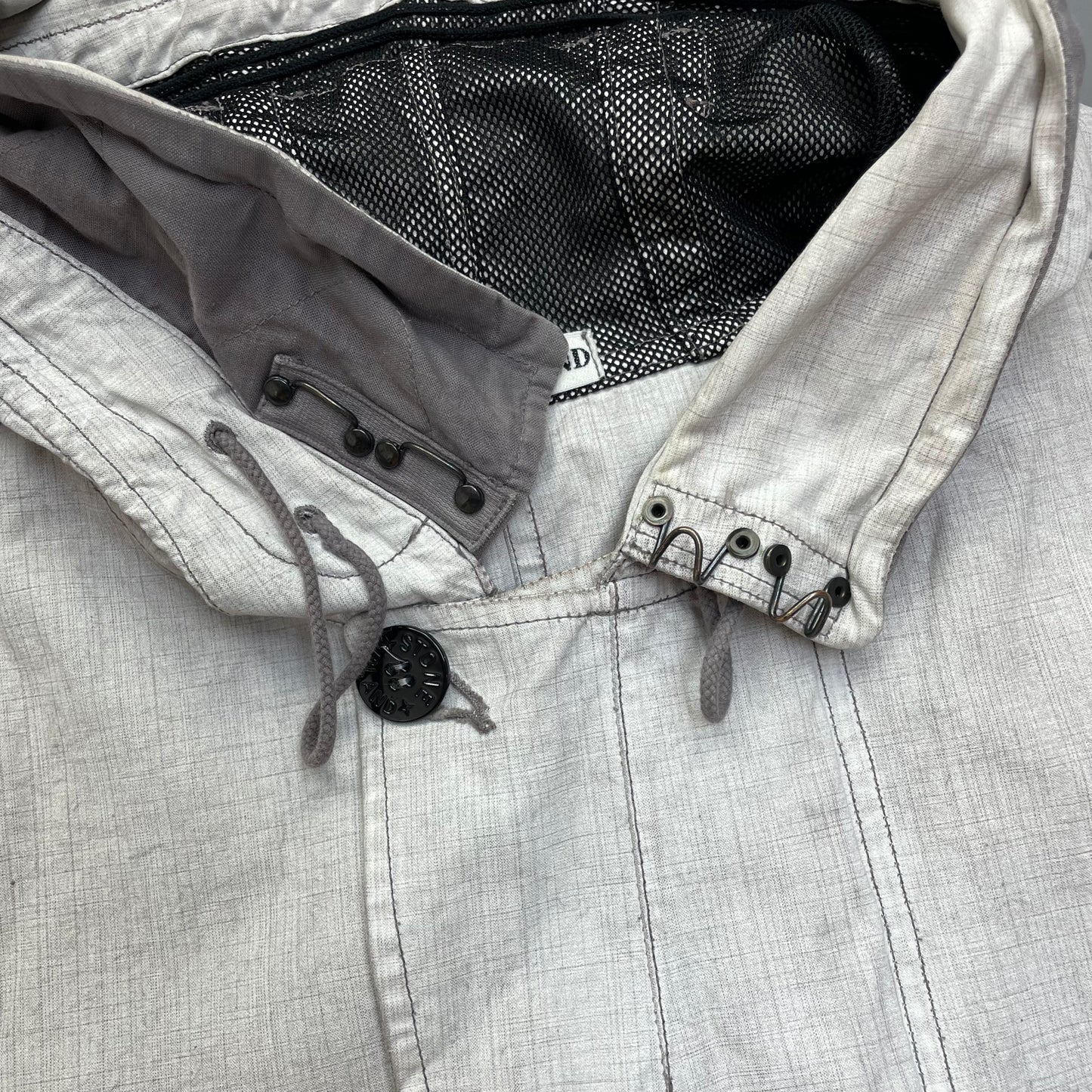 Stone Island White Cotton Spalmatura Hooded Jacket SS07