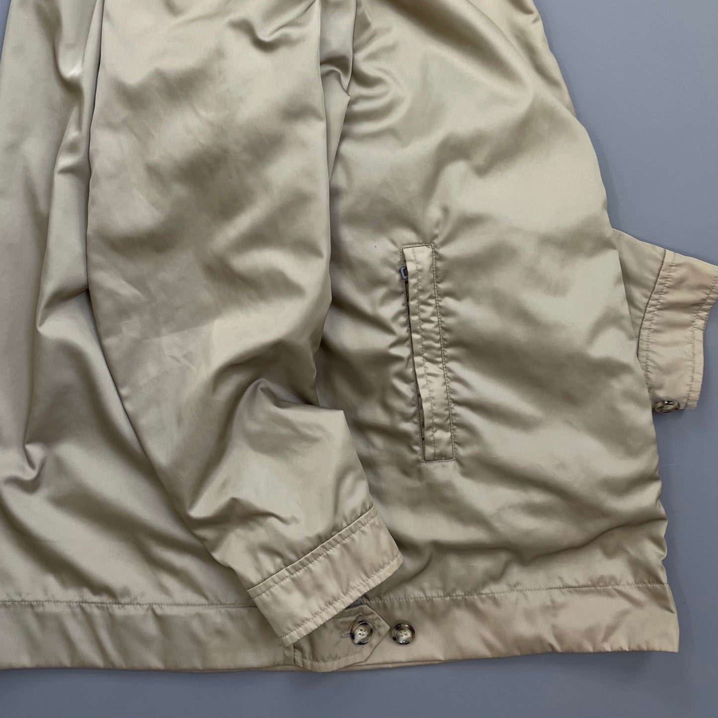 Prada Milano Beige Longline Concealed Hood Windbreaker Jacket