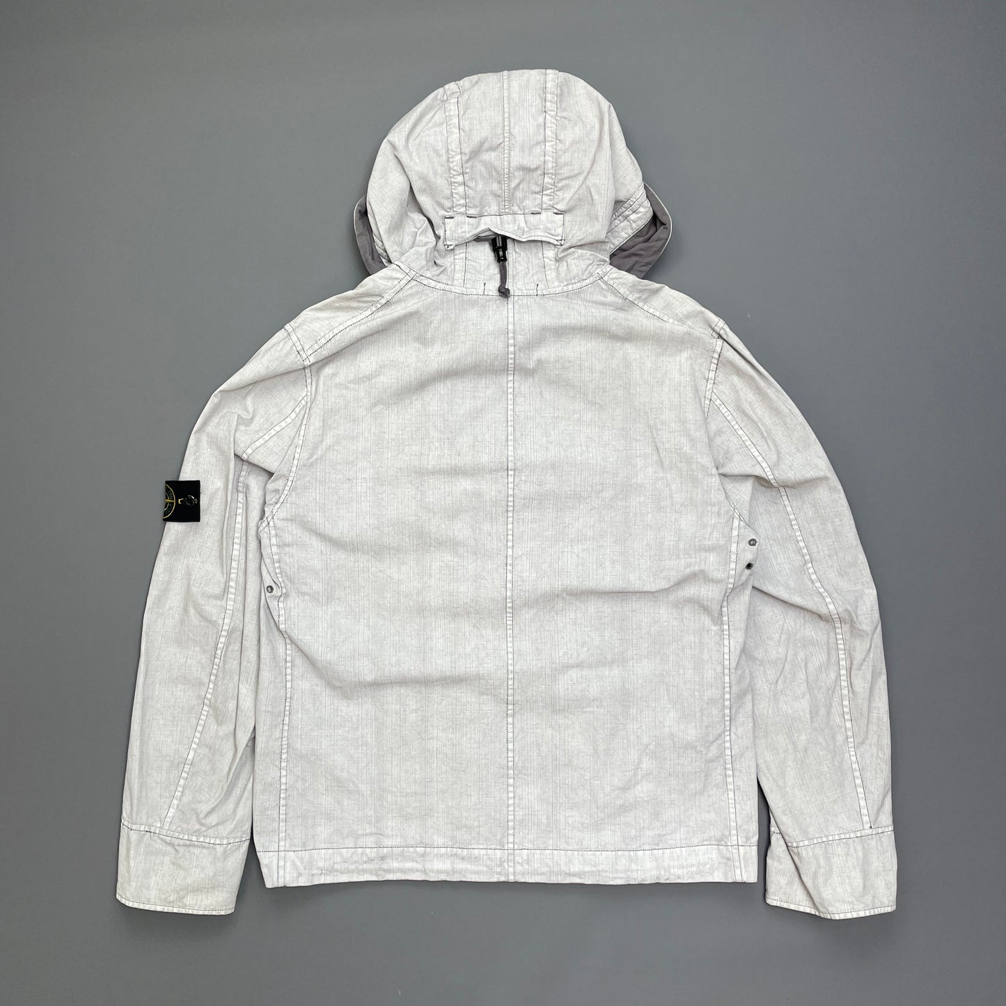 Stone Island White Cotton Spalmatura Hooded Jacket SS07