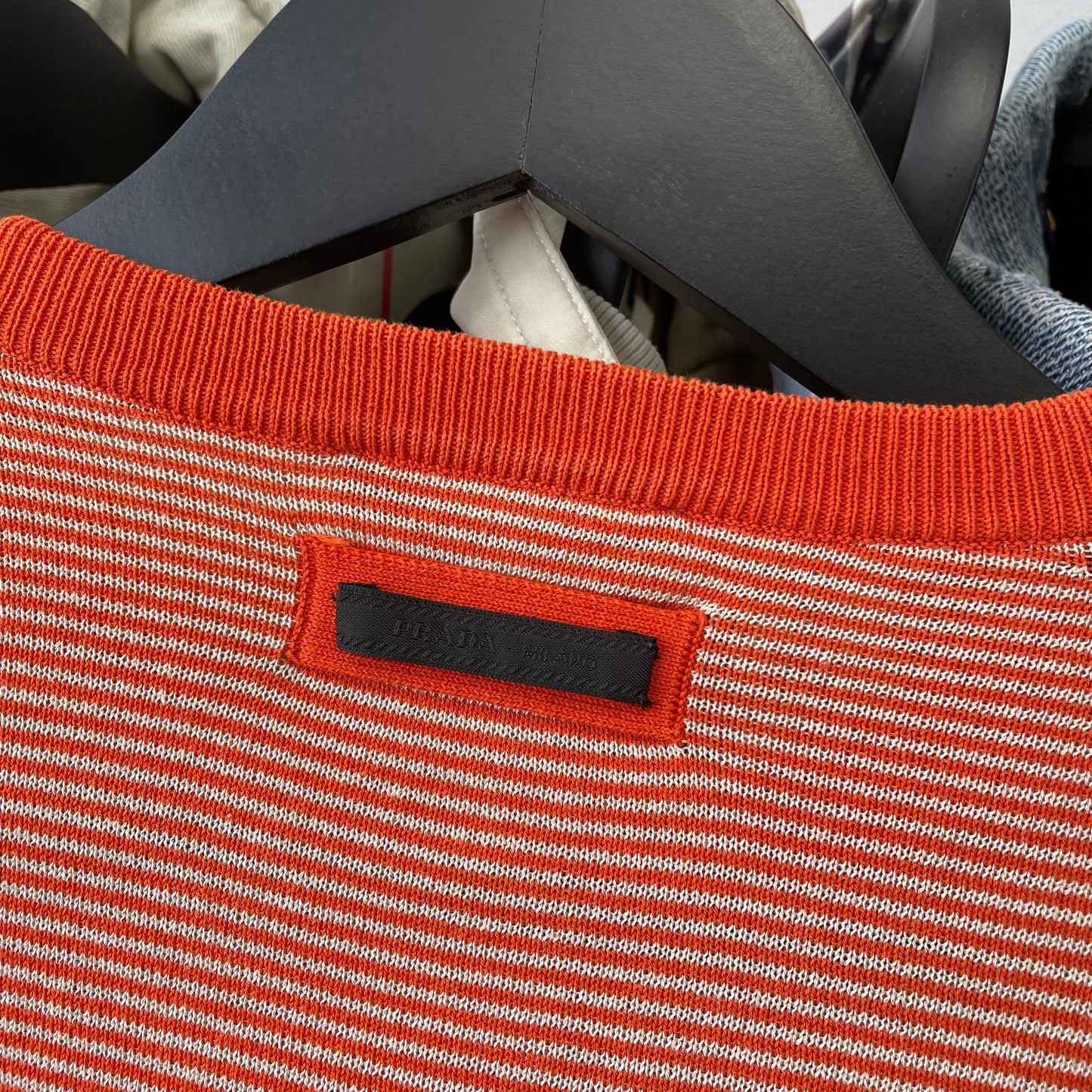Prada Orange & White Striped Knit Jumper