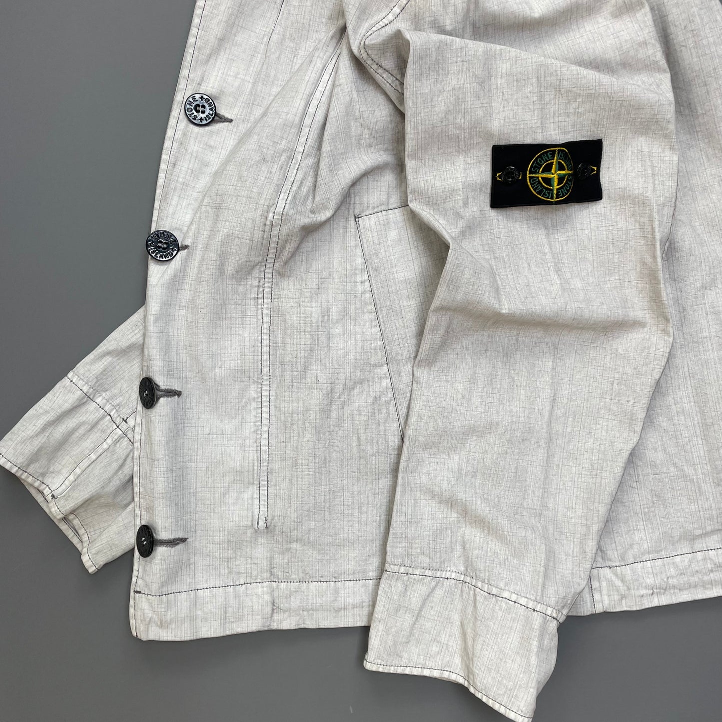 Stone Island White Cotton Spalmatura Hooded Jacket SS07