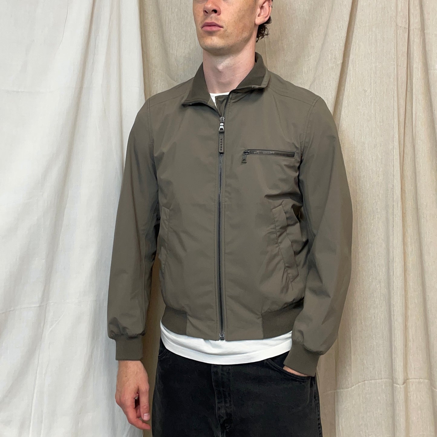 Prada Sport Grey/Brown 2006 Goretex Nylon-Trimmed Harrington Jacket
