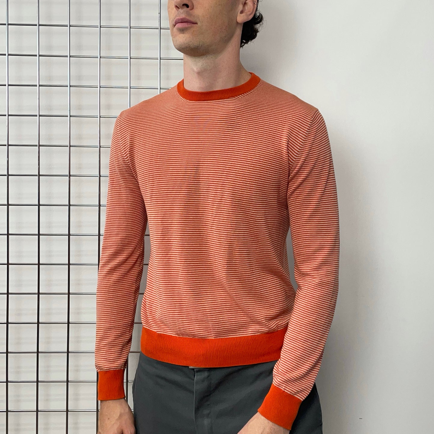 Prada Orange & White Striped Knit Jumper