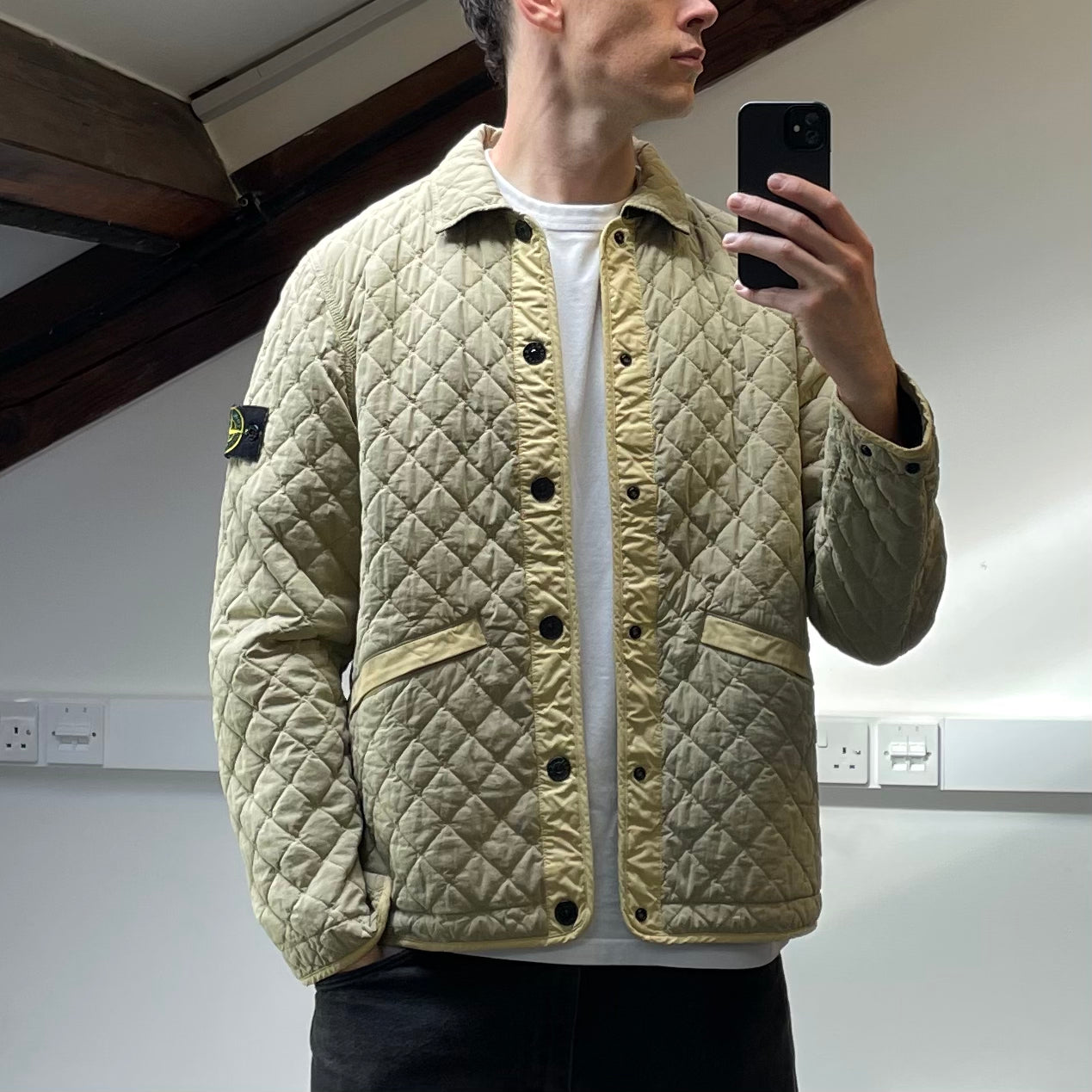 Stone Island Beige 50 Fili Quilted-TC Capo Campionario Jacket AW23