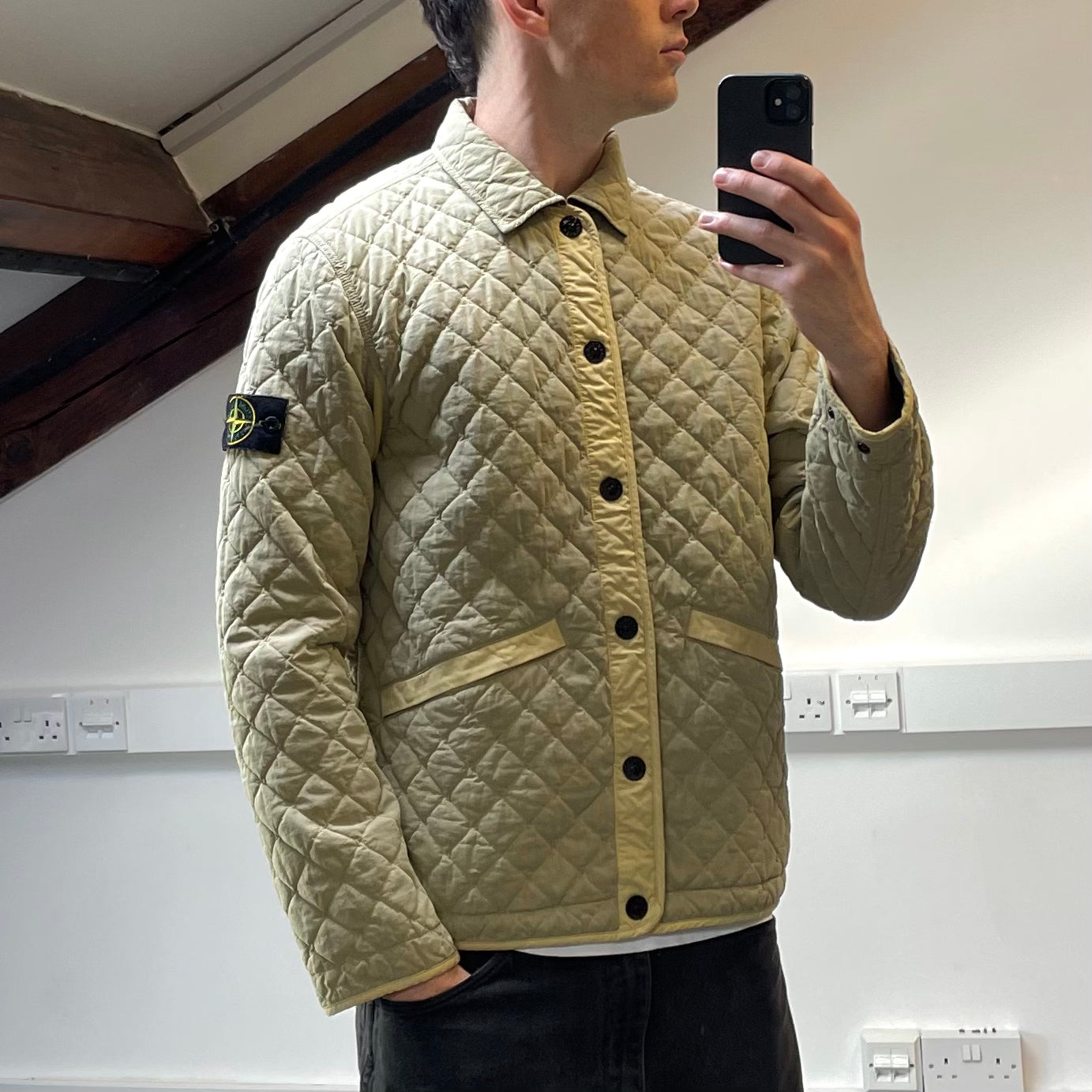 Stone Island Beige 50 Fili Quilted-TC Capo Campionario Jacket AW23