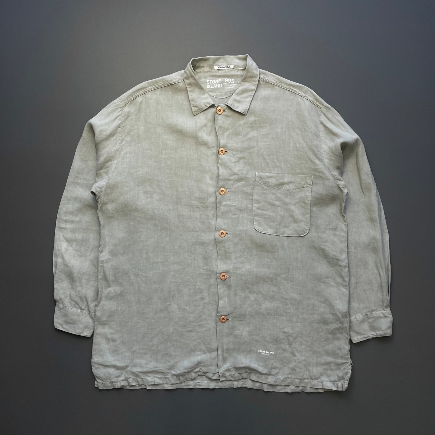 Stone Island Marina Grey SS95 Linen Flax Shirt
