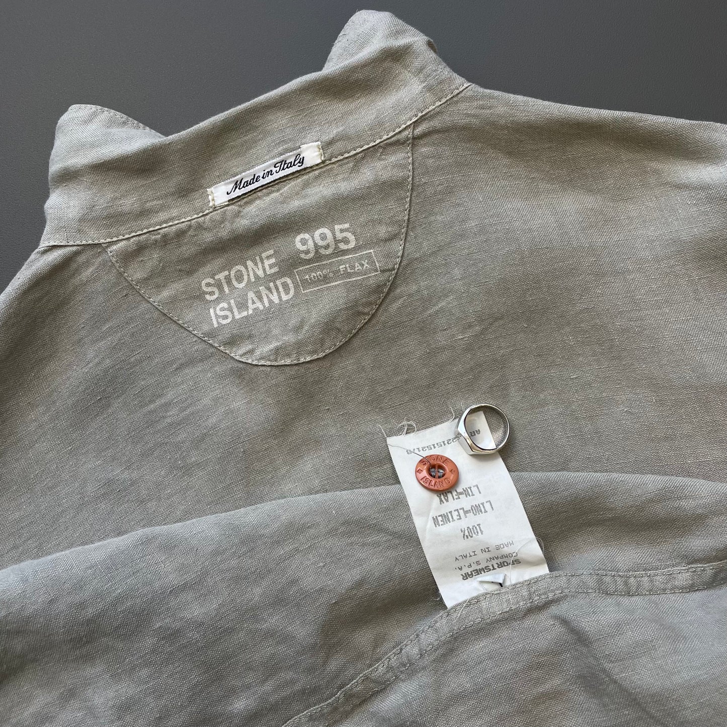 Stone Island Marina Grey SS95 Linen Flax Shirt