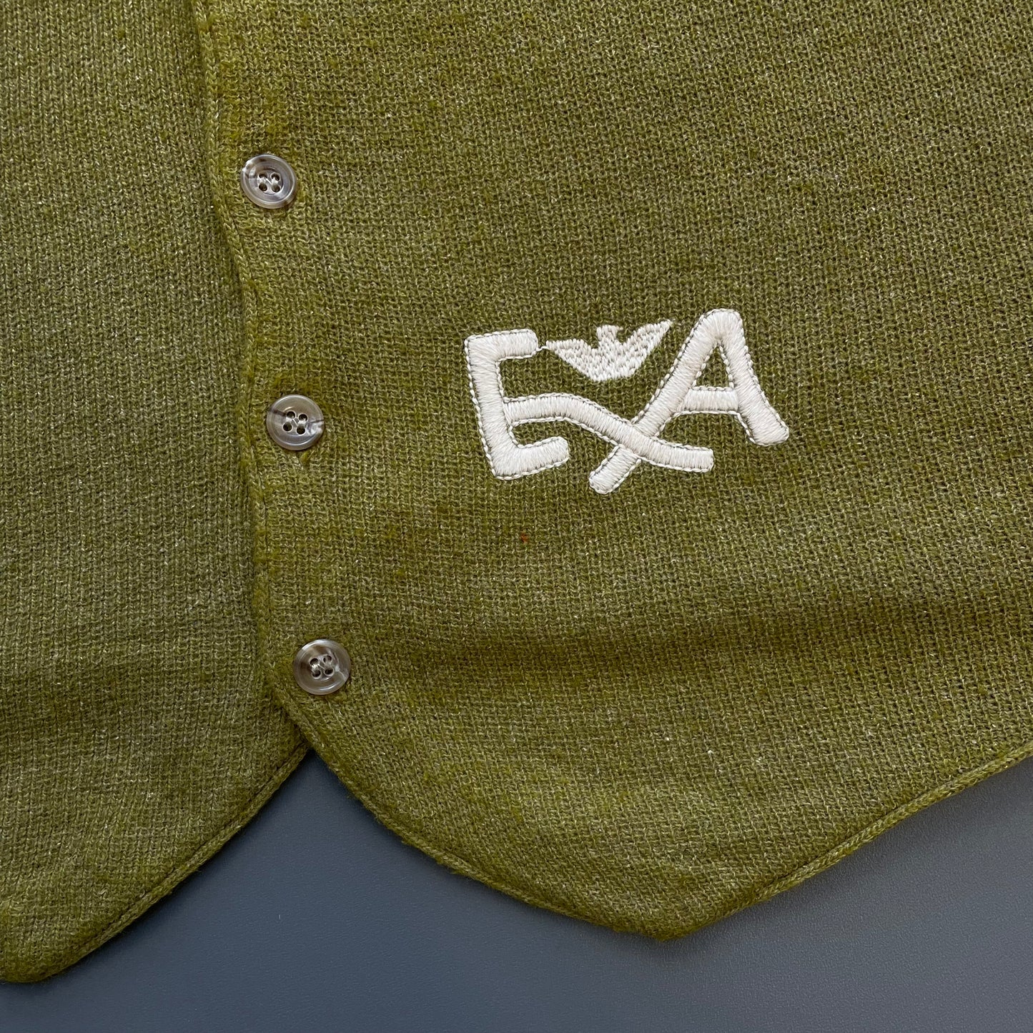 Emporio Armani Green 80s Wool Blend Knit Cardigan Vest