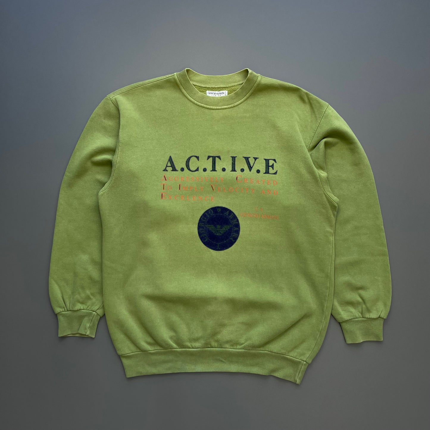 Giorgio Armani Green 90s A.C.T.I.V.E Spellout Sweatshirt (Junior)