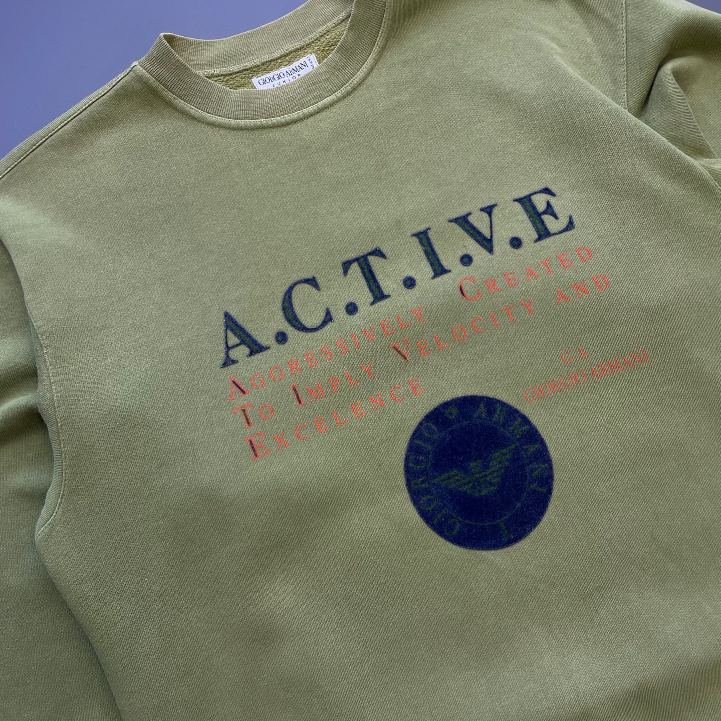 Giorgio Armani Green 90s A.C.T.I.V.E Spellout Sweatshirt (Junior)