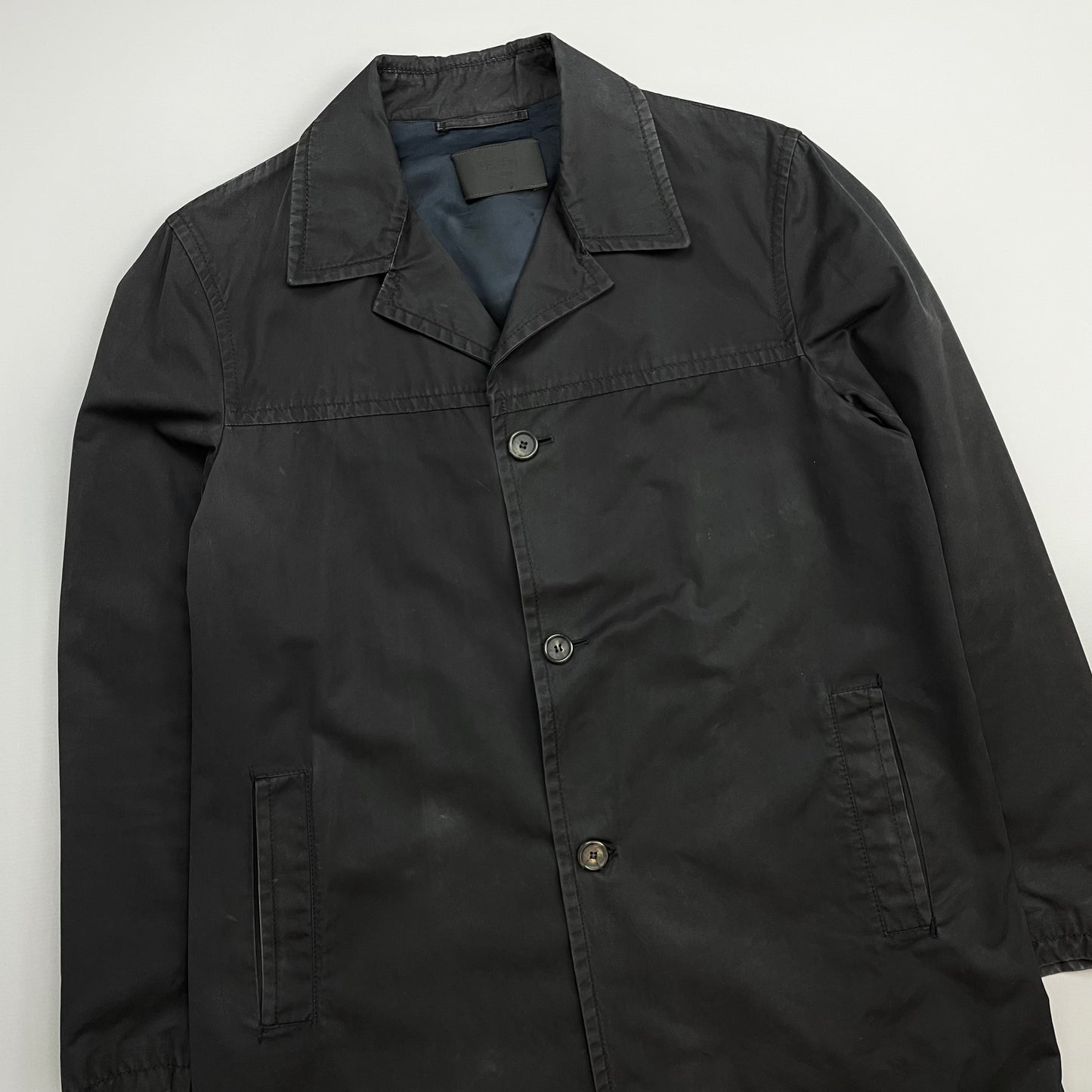 Prada Mainline Black 00s Longline Trench Coat