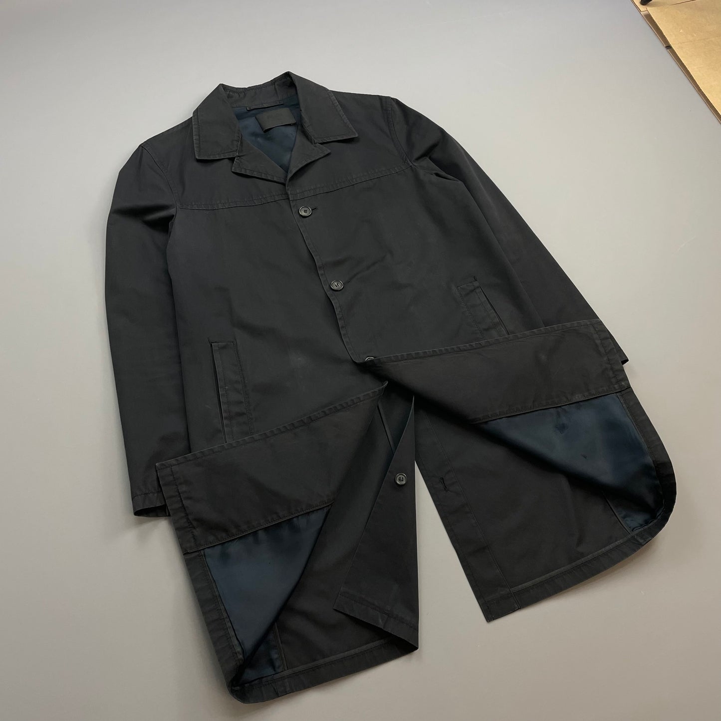 Prada Mainline Black 00s Longline Trench Coat