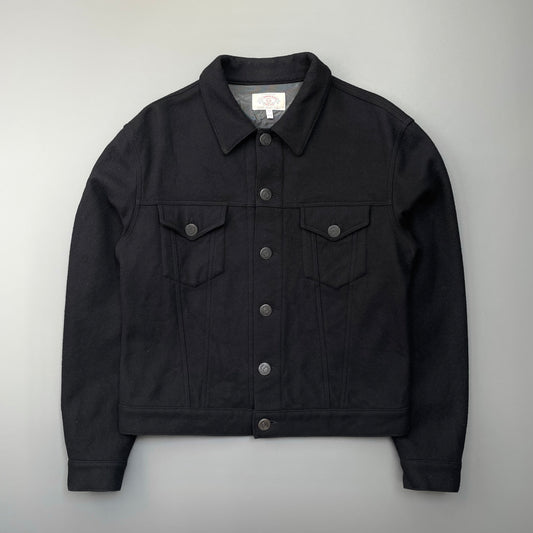 Armani Jeans Black 90s Wool Trucker Jacket