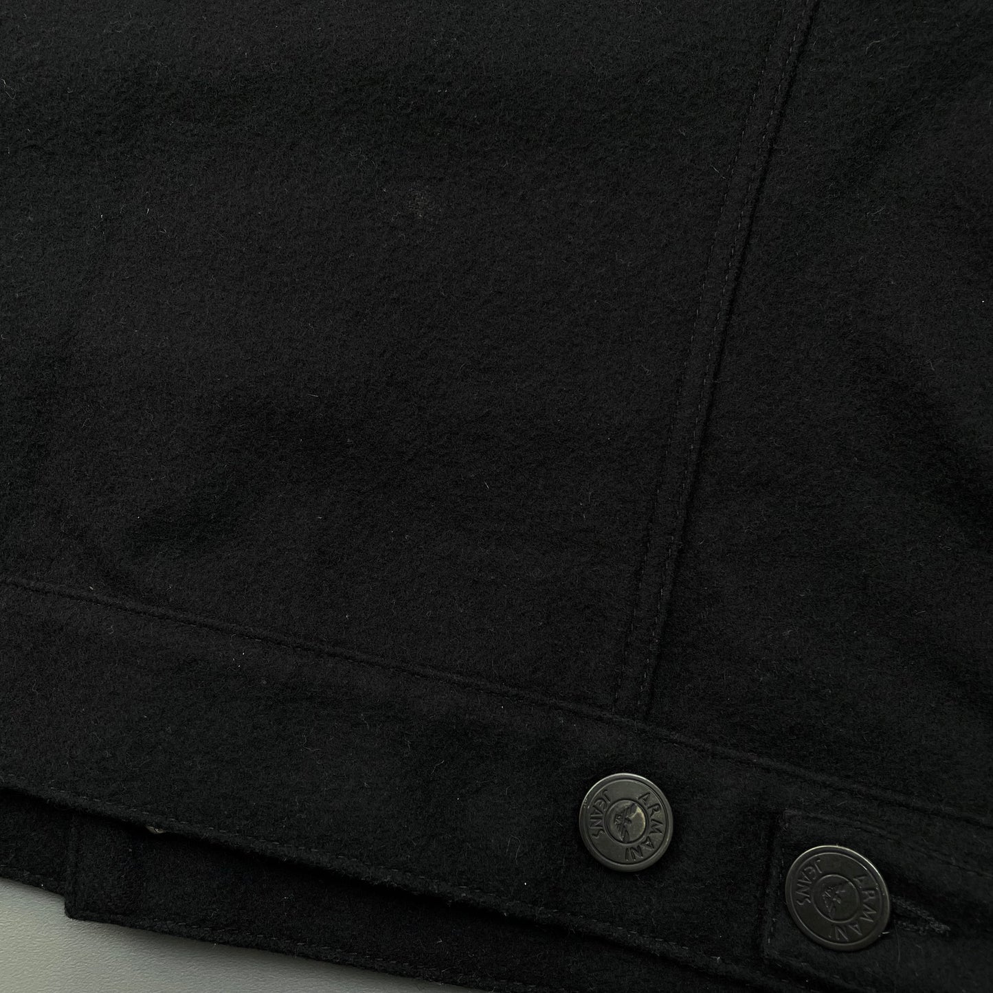 Armani Jeans Black 90s Wool Trucker Jacket