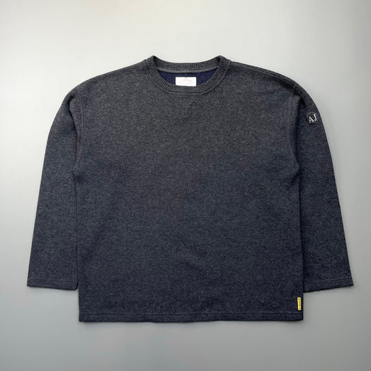 Armani Jeans Grey 90s Wool Blend Minimalistic Jumper