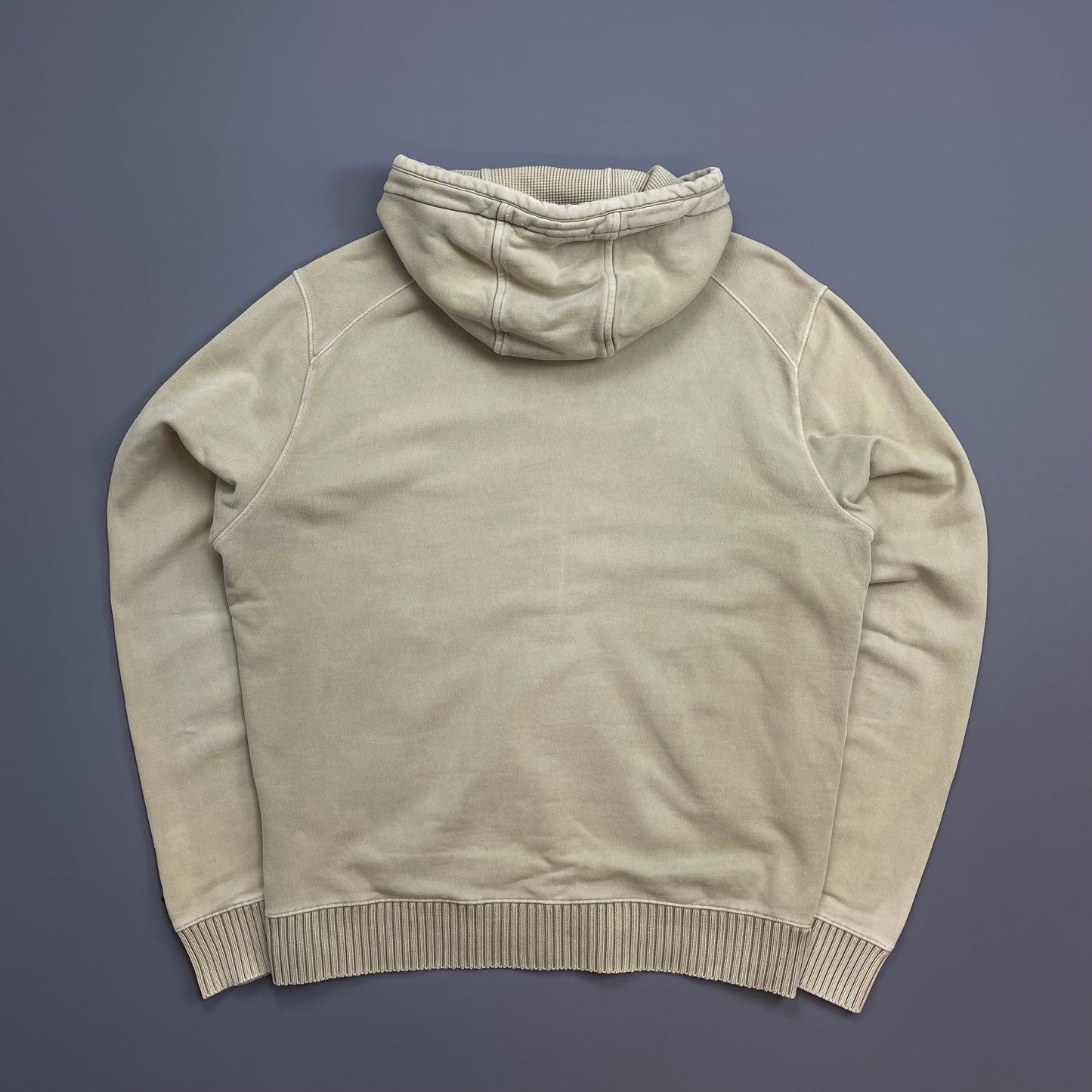C.P. Company Beige Cotton Zip-Through Cuff Spellout Hoodie