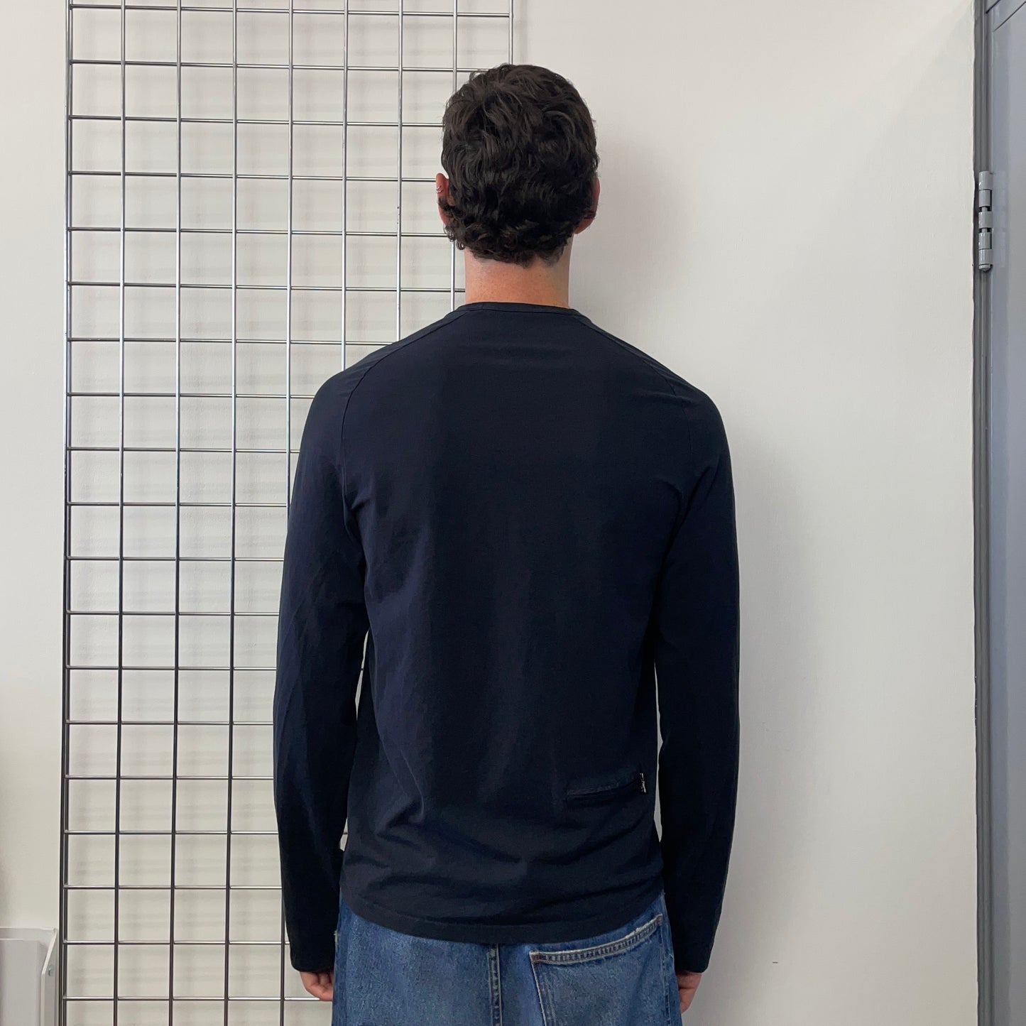 Prada Sport Navy 2007 Rear Pocket Long Sleeve T-Shirt