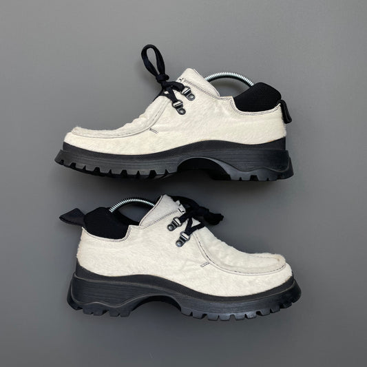 Prada White FW98 Women's Calf Hair Low Boot