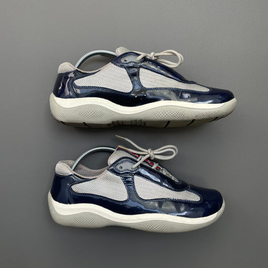 Prada Sport Blue & Grey 00s Patent Leather Americas Cup Trainers
