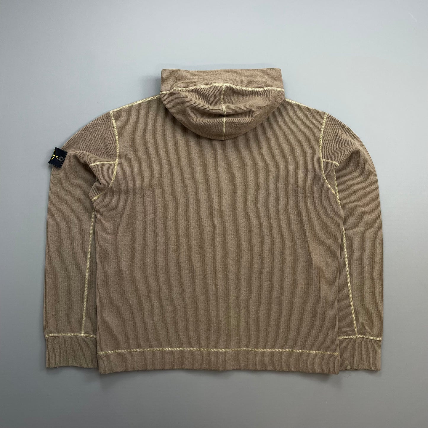 Stone Island Black AW03 Wool-Blend Contrast Stitch Knit Hooded Jacket