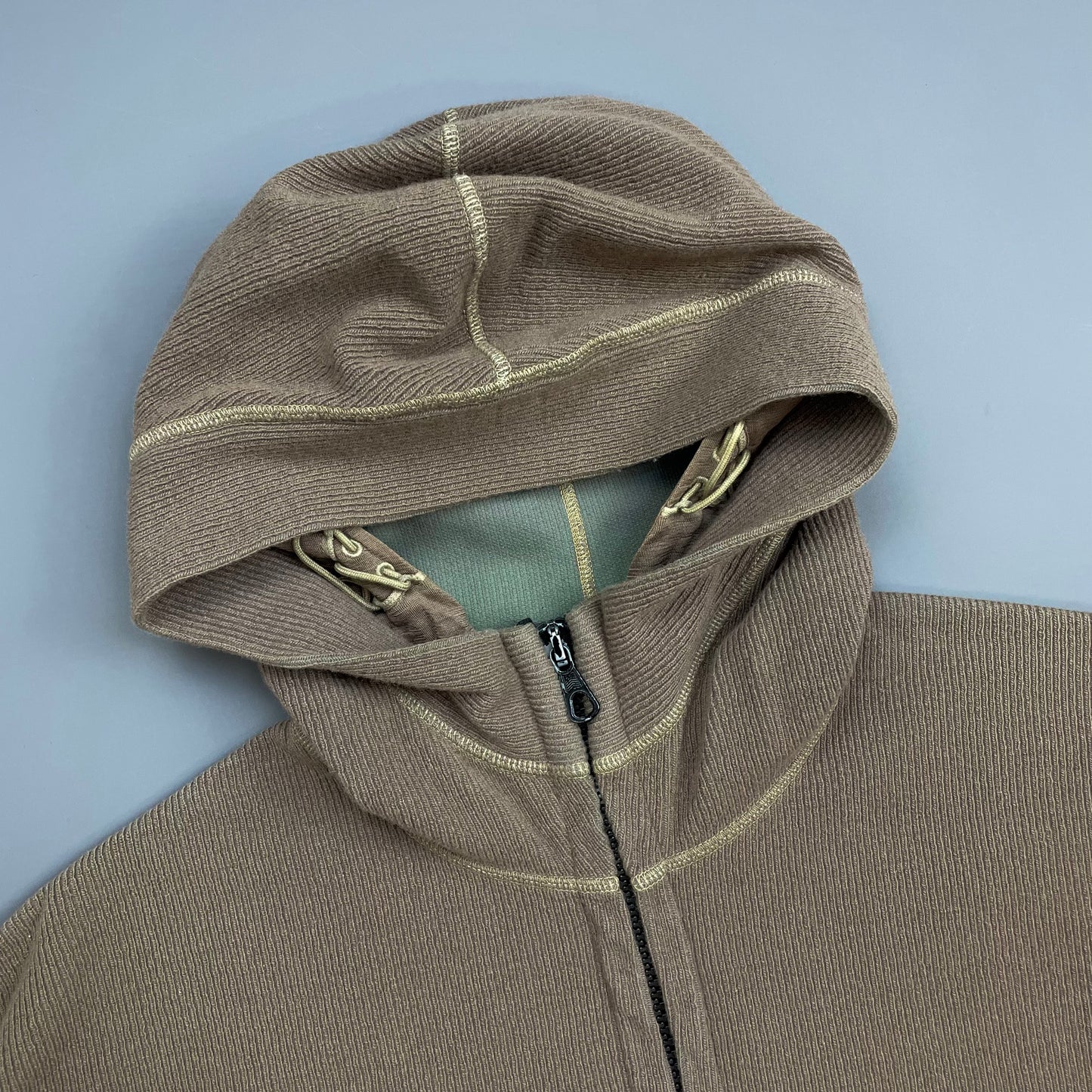 Stone Island Black AW03 Wool-Blend Contrast Stitch Knit Hooded Jacket