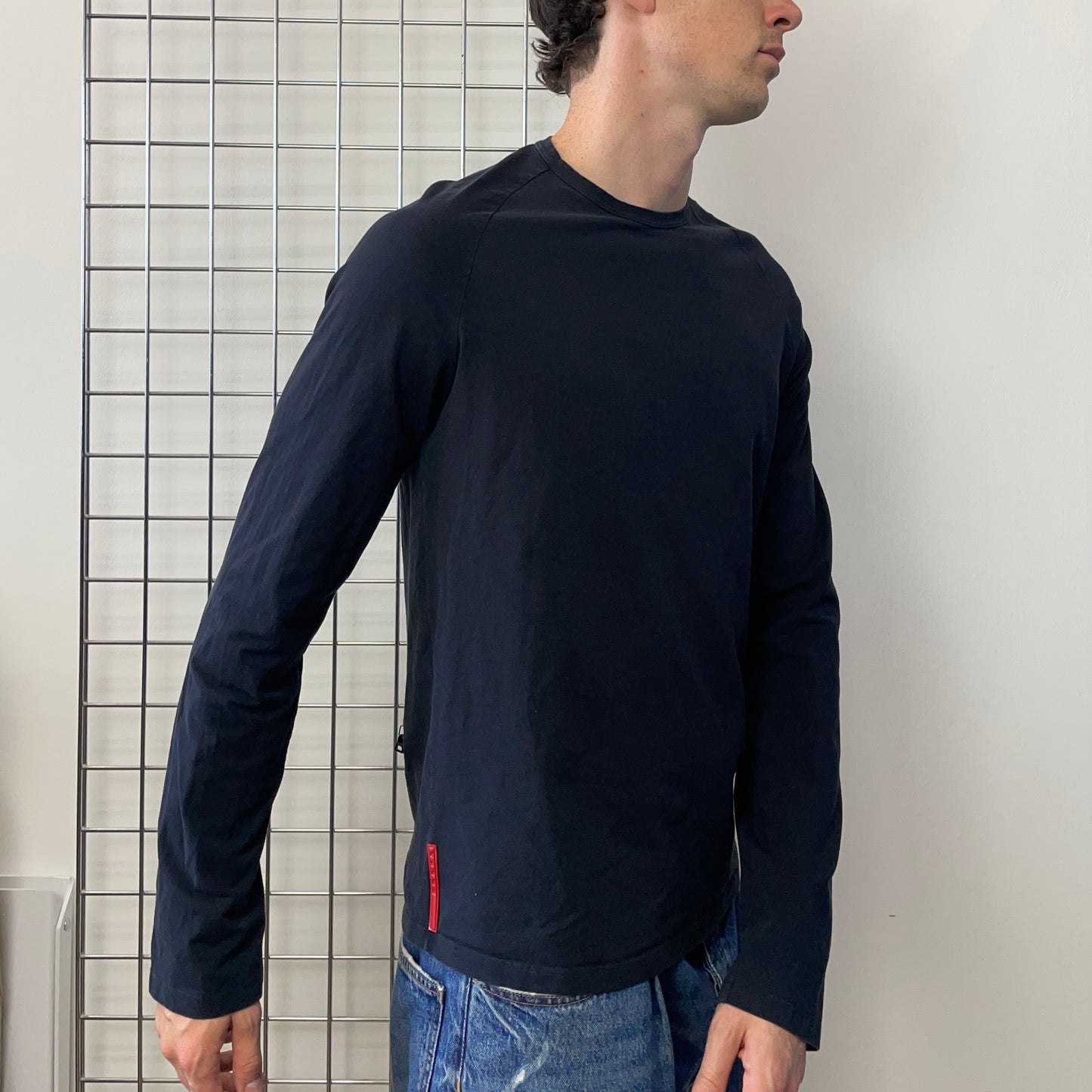Prada Sport Navy 2007 Rear Pocket Long Sleeve T-Shirt