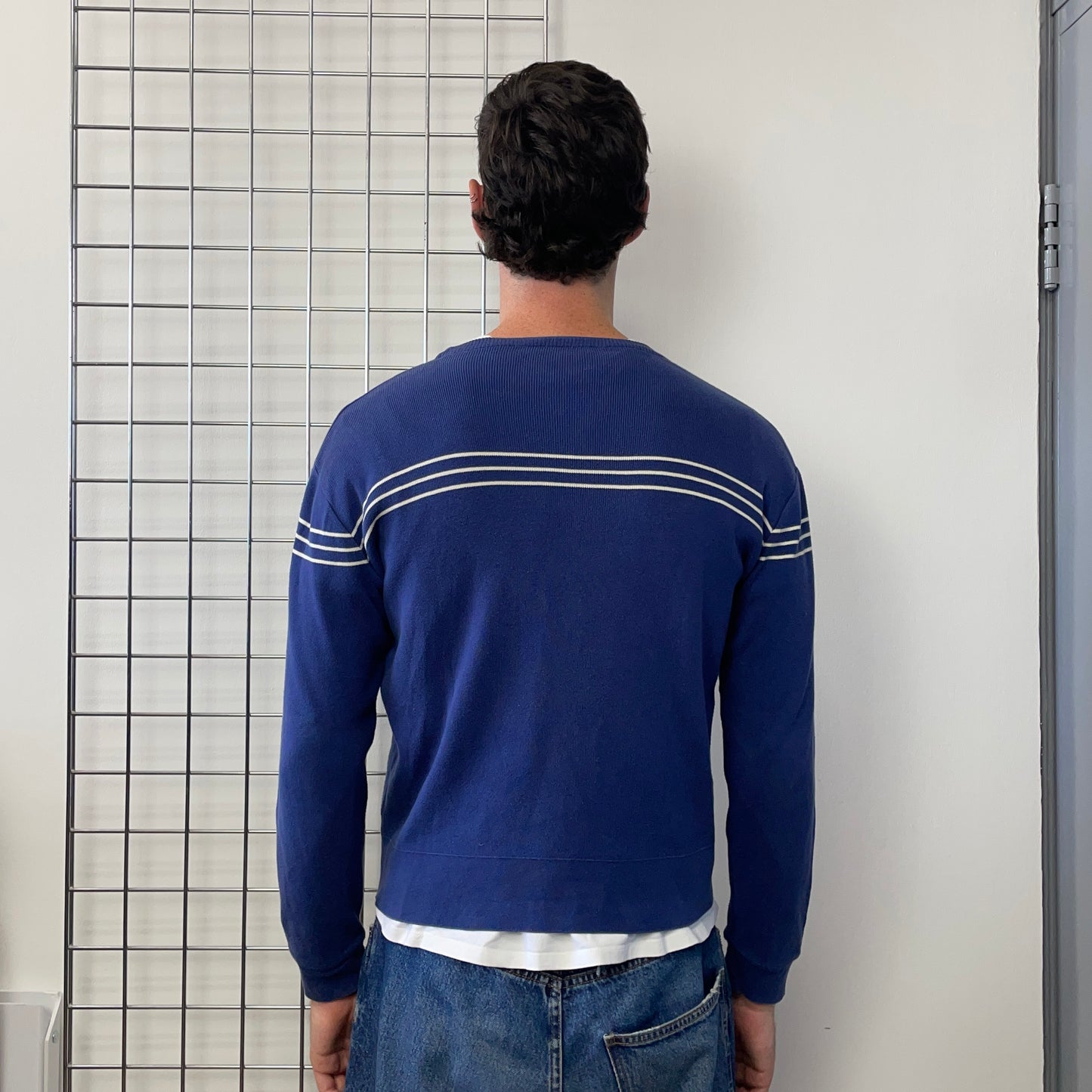 Emporio Armani Blue 90s Bar Stripe Jumper