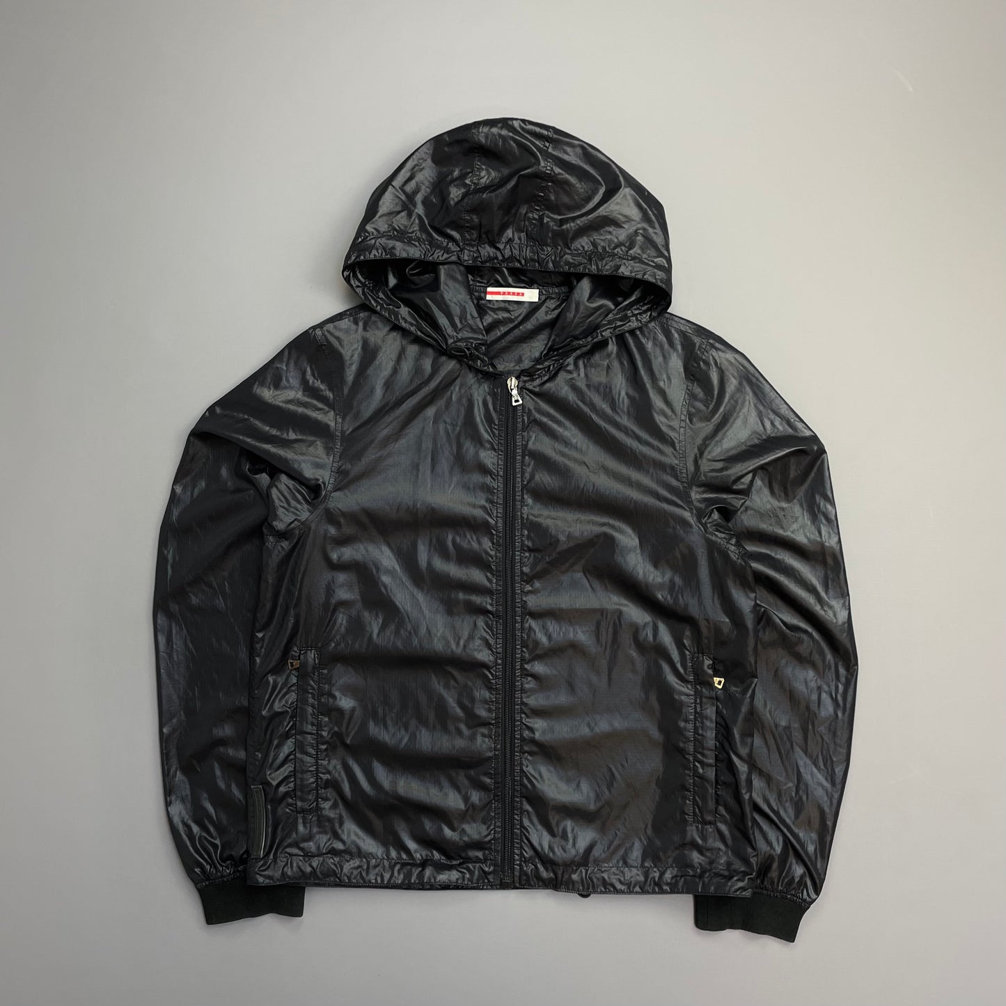 Prada Sport Black/Deep Purple 00s Lightweight Nylon Hooded Windbreaker Jacket