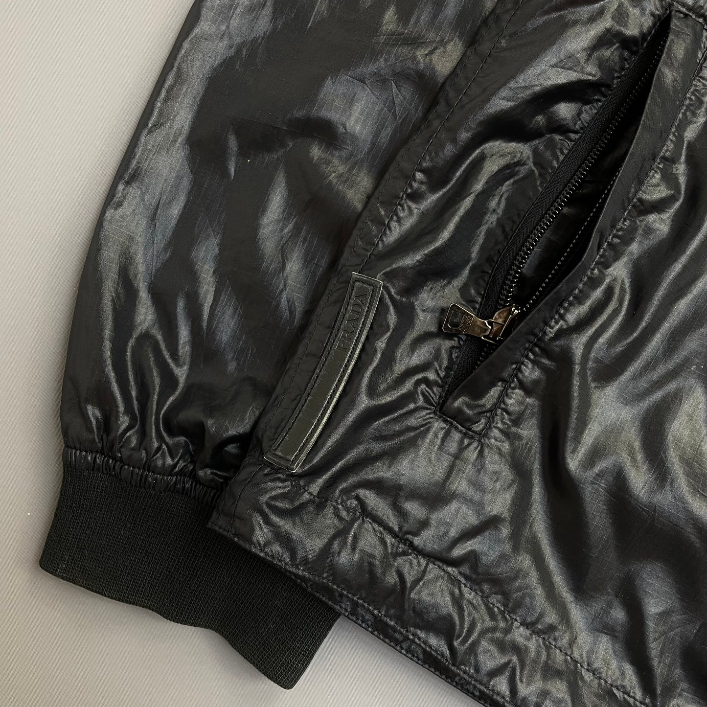 Prada Sport Black/Deep Purple 00s Lightweight Nylon Hooded Windbreaker Jacket