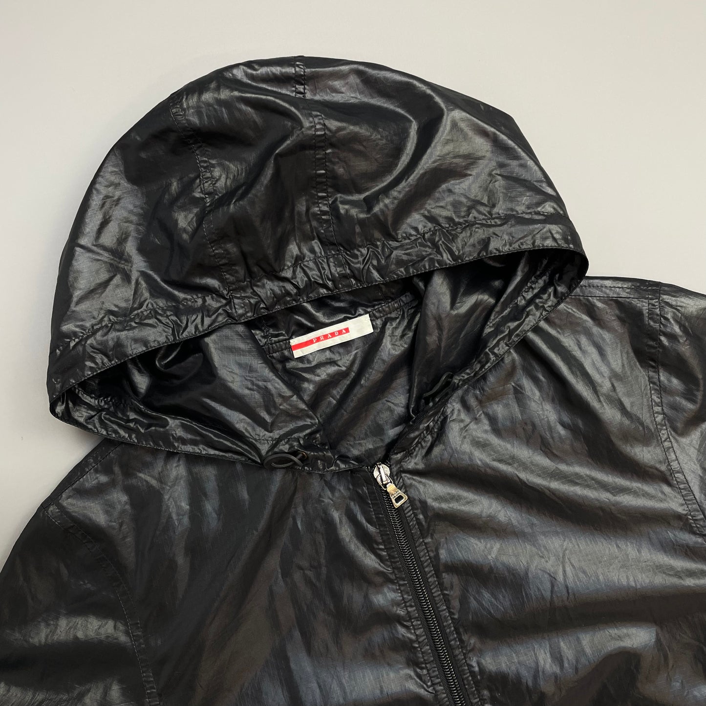 Prada Sport Black/Deep Purple 00s Lightweight Nylon Hooded Windbreaker Jacket