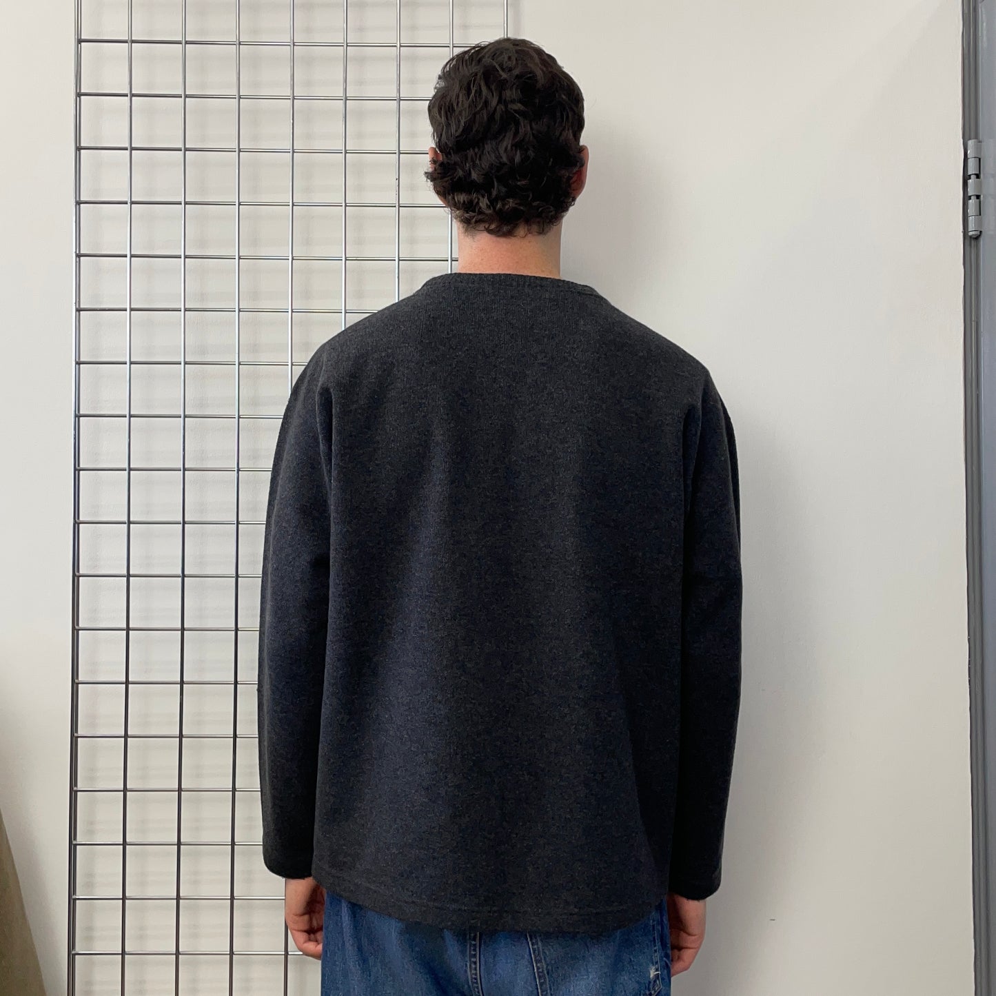 Armani Jeans Grey 90s Wool Blend Minimalistic Jumper
